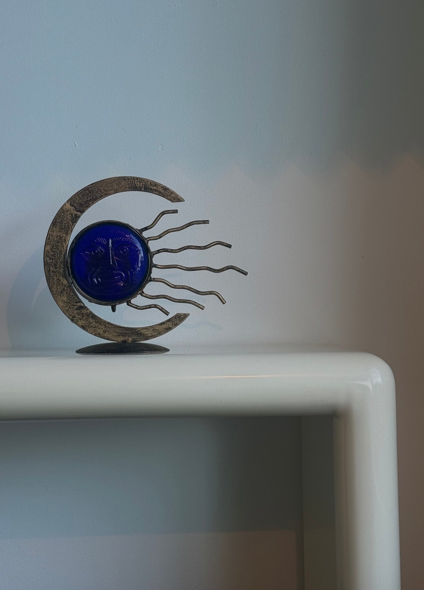 ca. 1990s Cobalt Blue Celestial Candle Holder