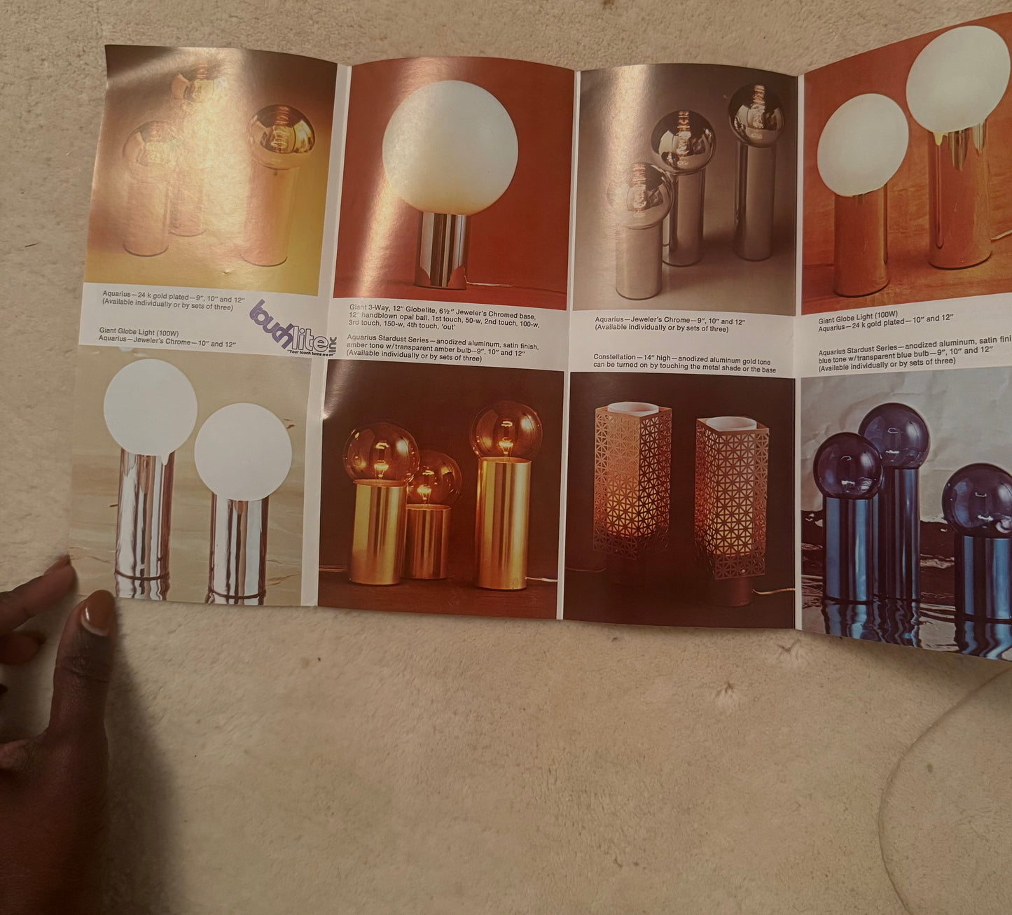 C.1970s GLASS ORB & CHROME Touchlite Lamps