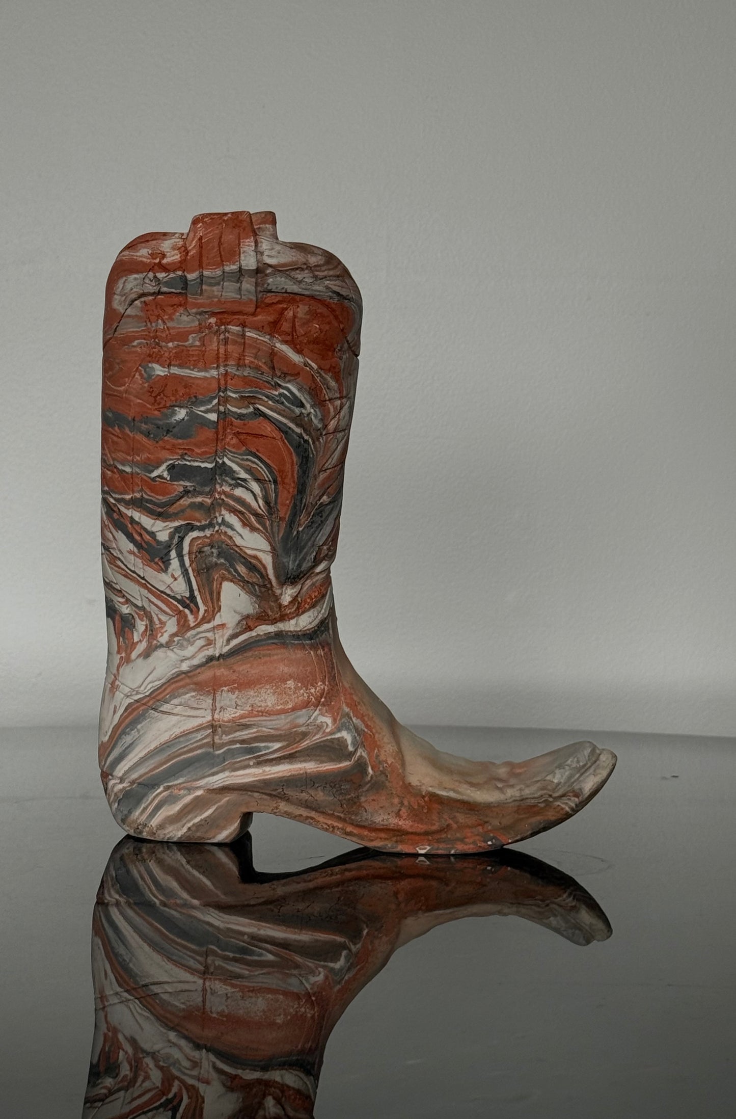 VNTG Marbled Clay Cowboy Boot Sculpture