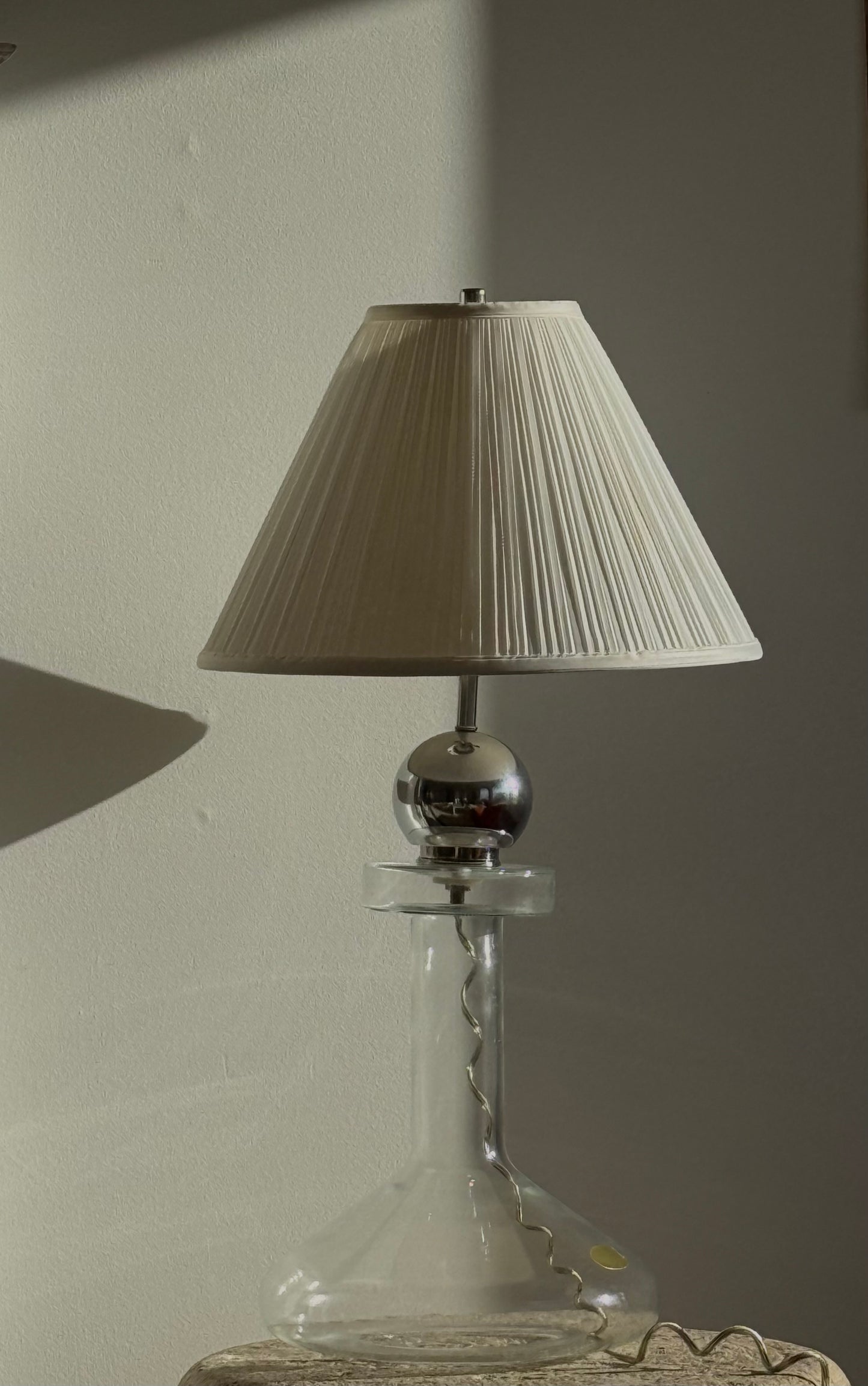 1970s LAUREL FLASK GLASS & CHROME LAMP