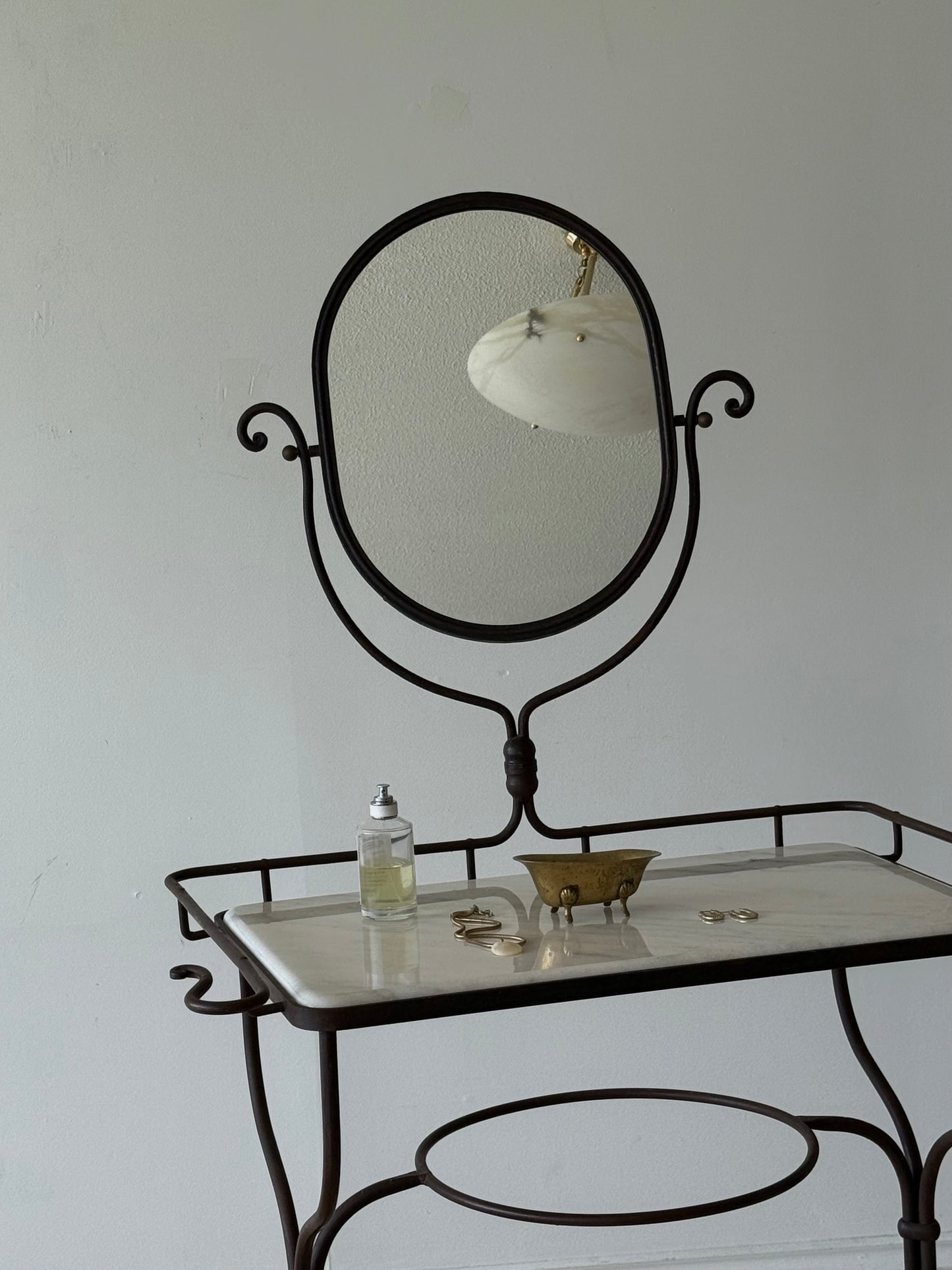 ANTIQUE MARBLE & IRON Washstand