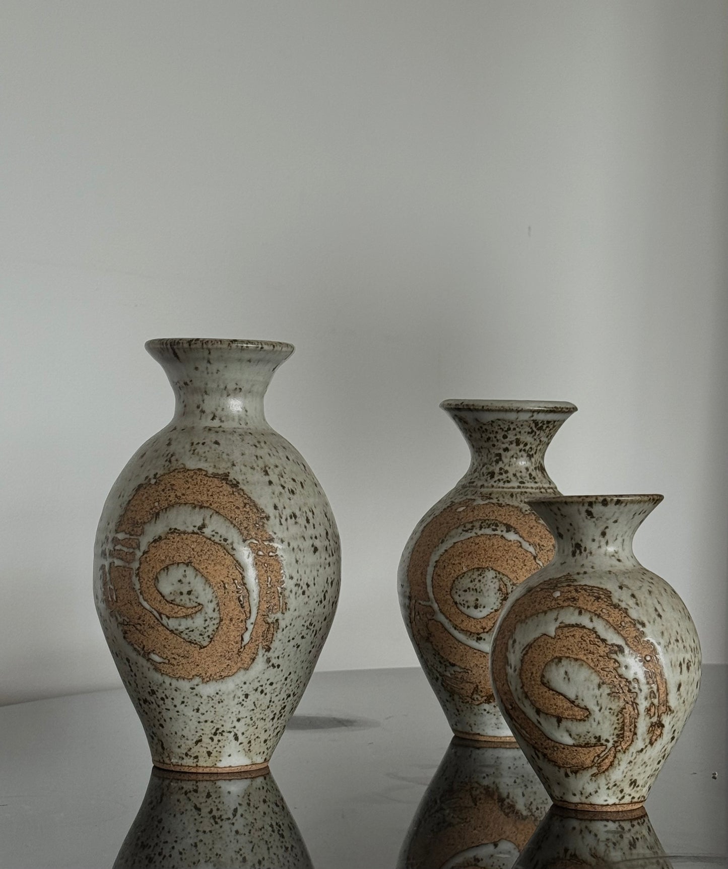 TRIO of VINTAGE pottery Vases