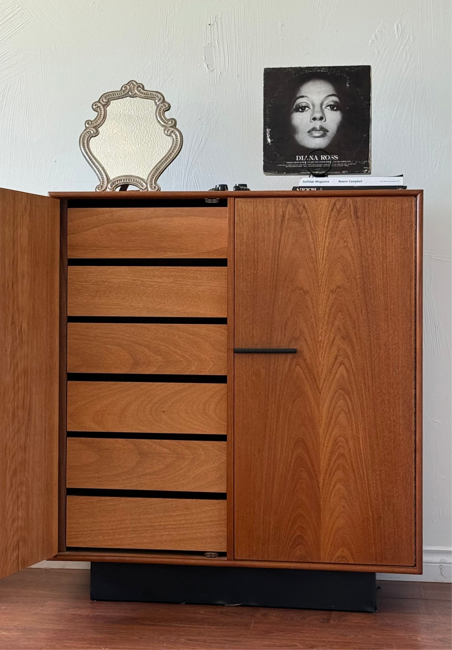 Teak Armoire with Black Plinth Base