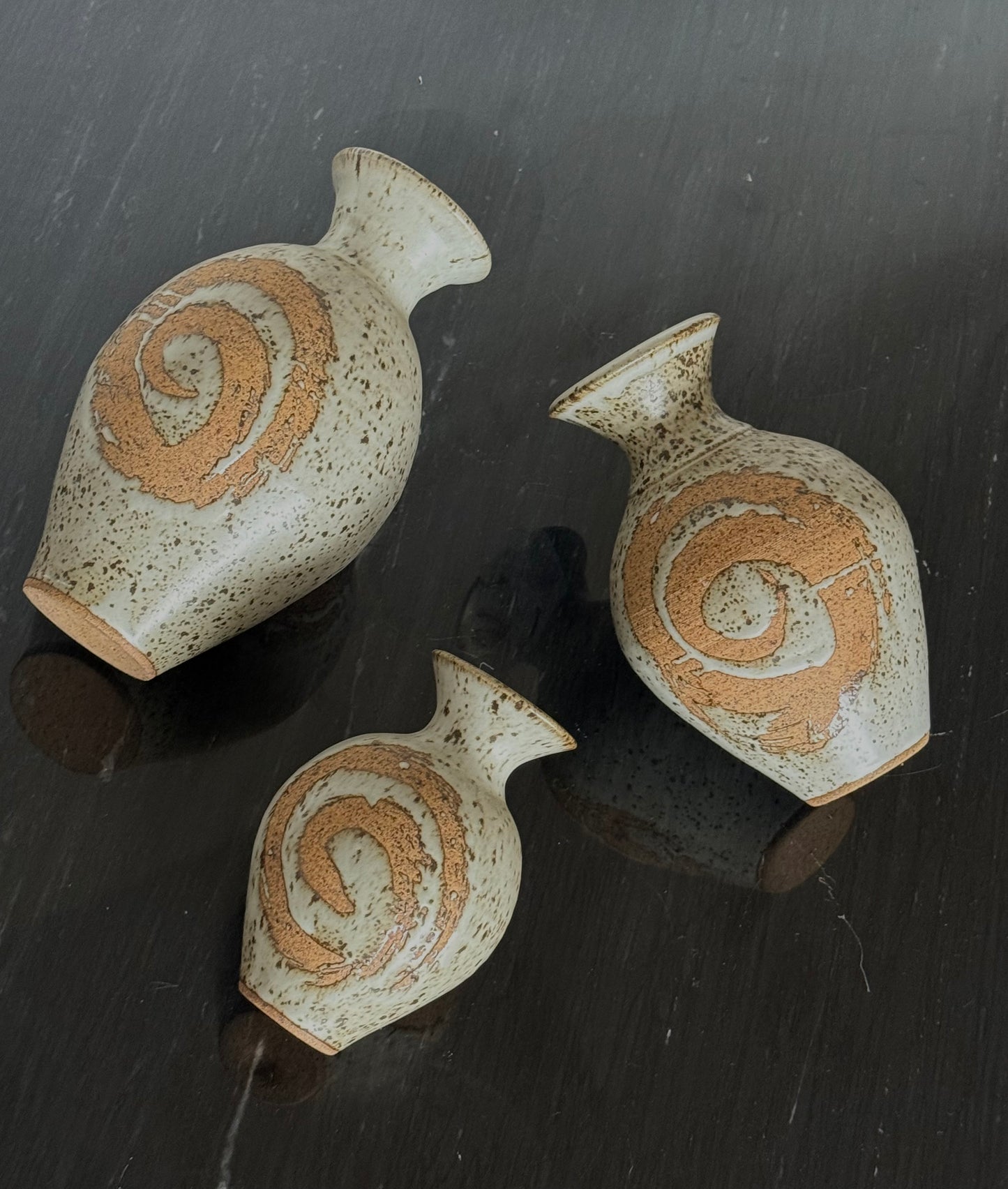 TRIO of VINTAGE pottery Vases