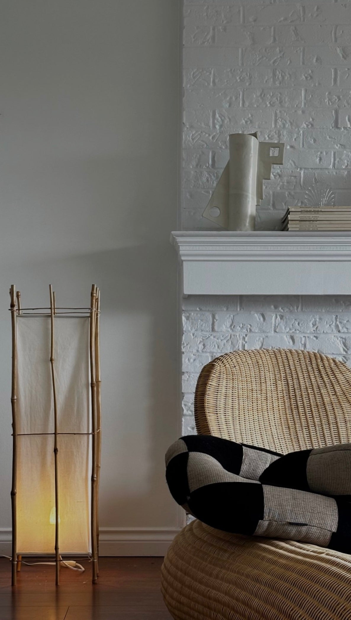 VINTAGE LINEN & BAMBOO FLOOR LAMP