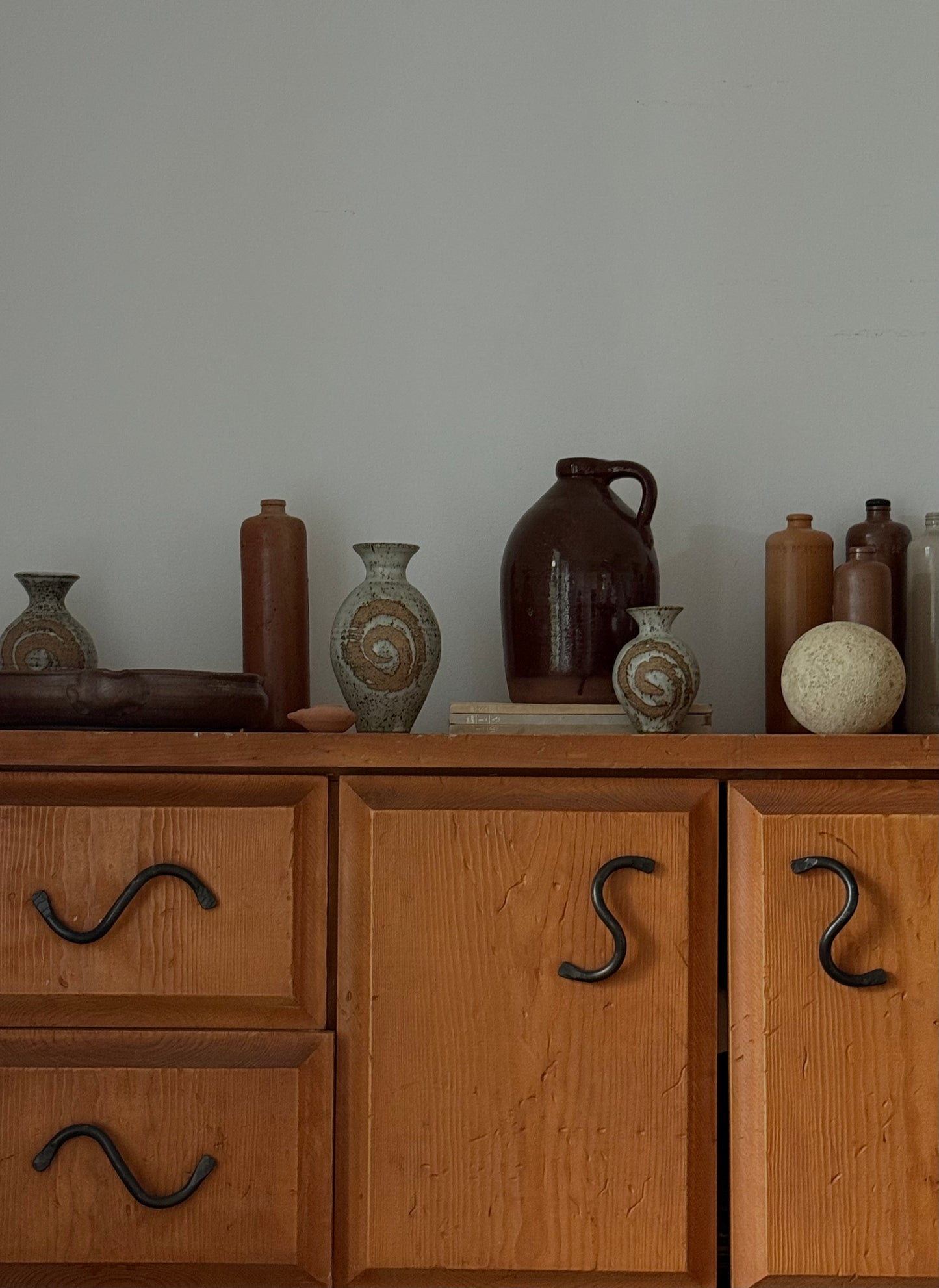 TRIO of VINTAGE pottery Vases