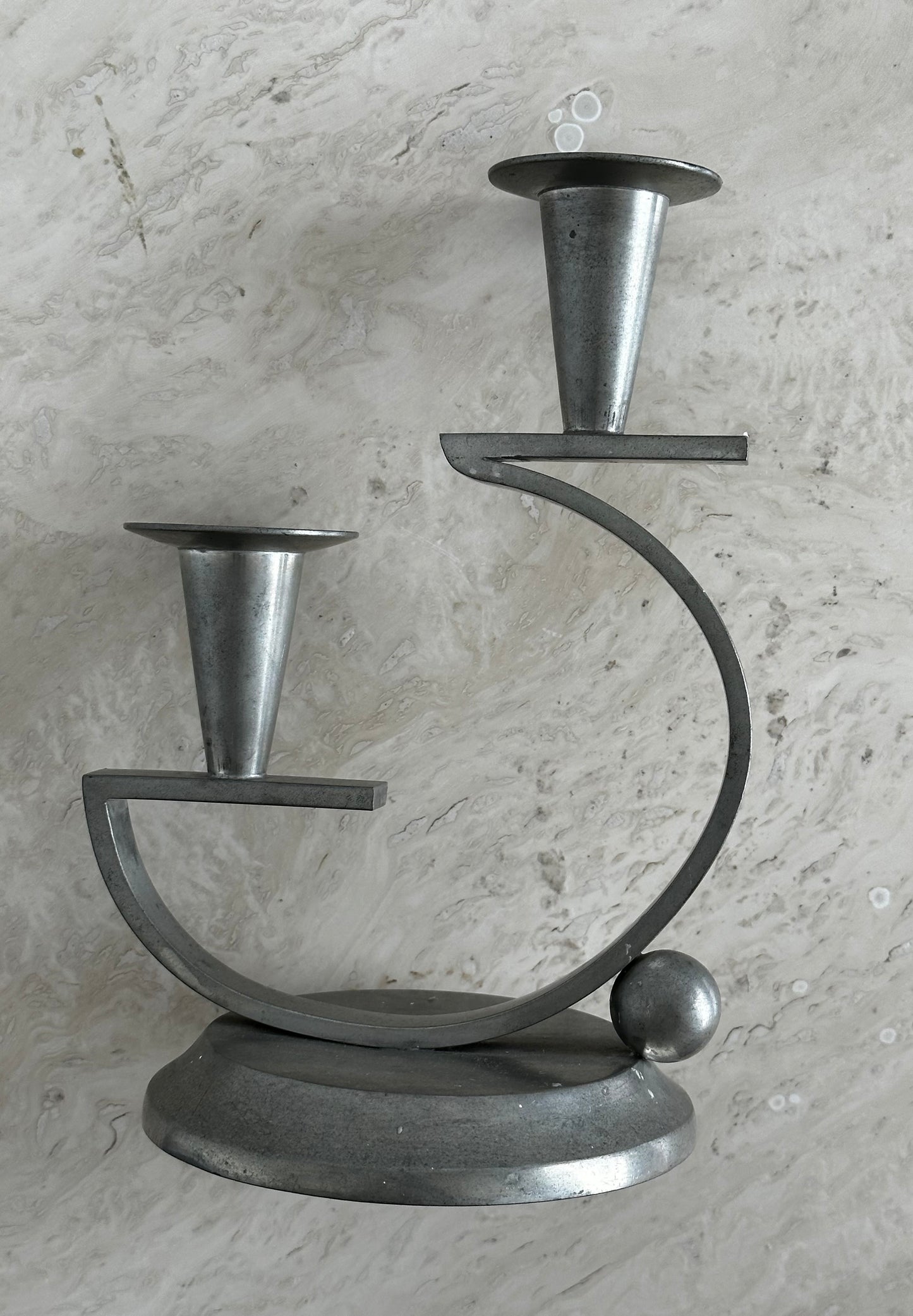 1920s PEWTER CANDELABRA