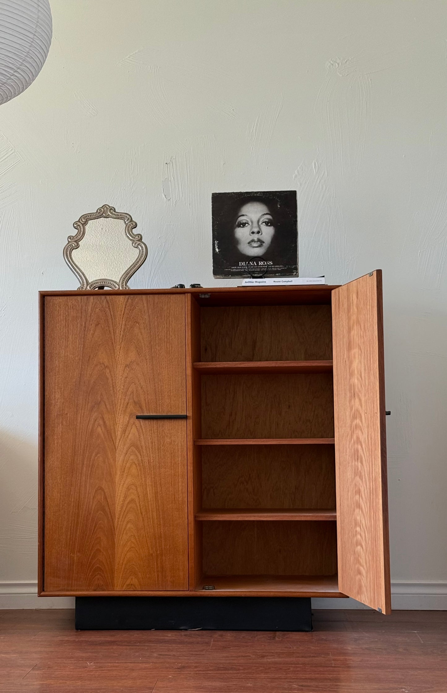 Teak Armoire with Black Plinth Base