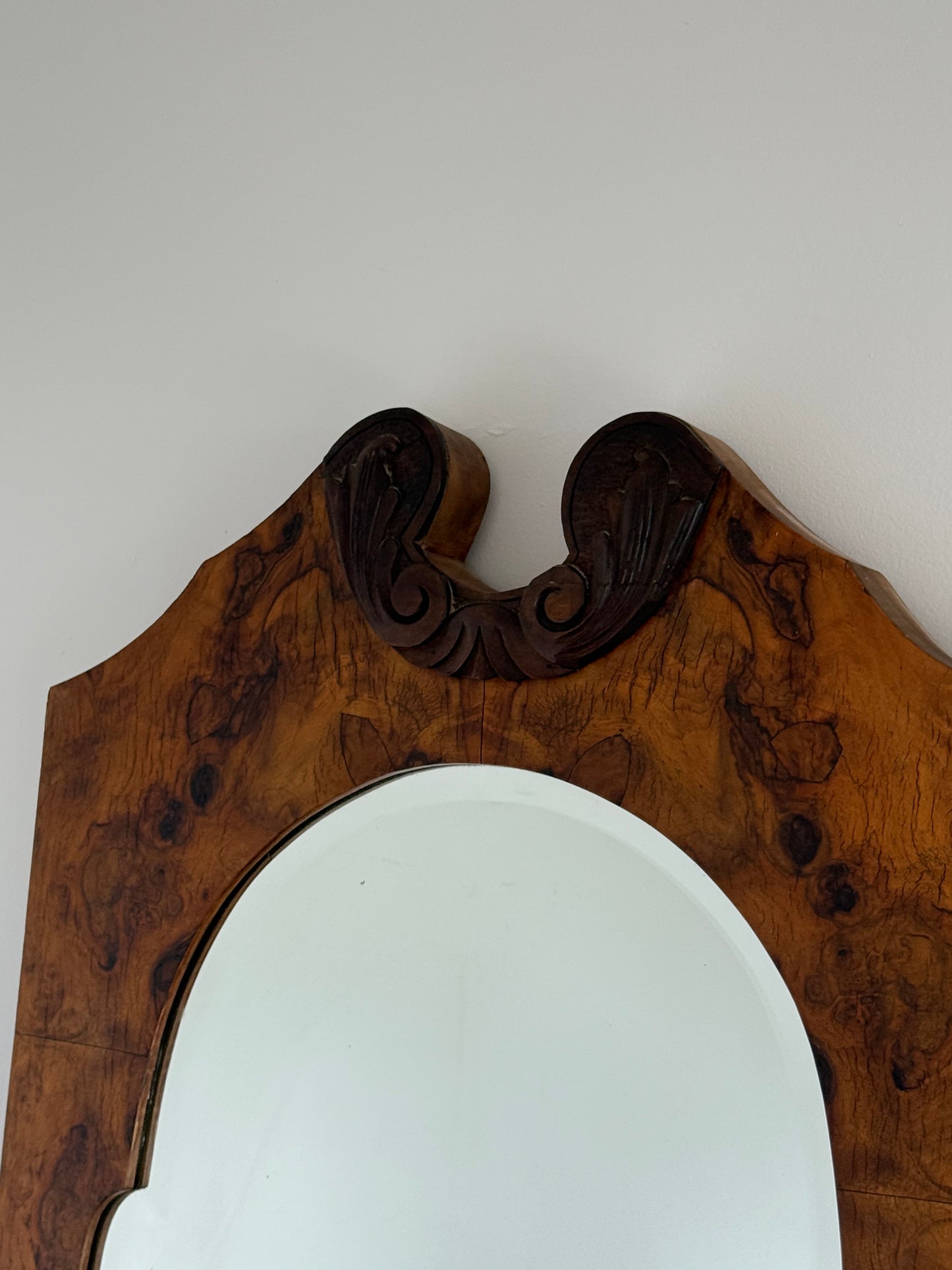 ART DECO BURL WOOD MIRROR