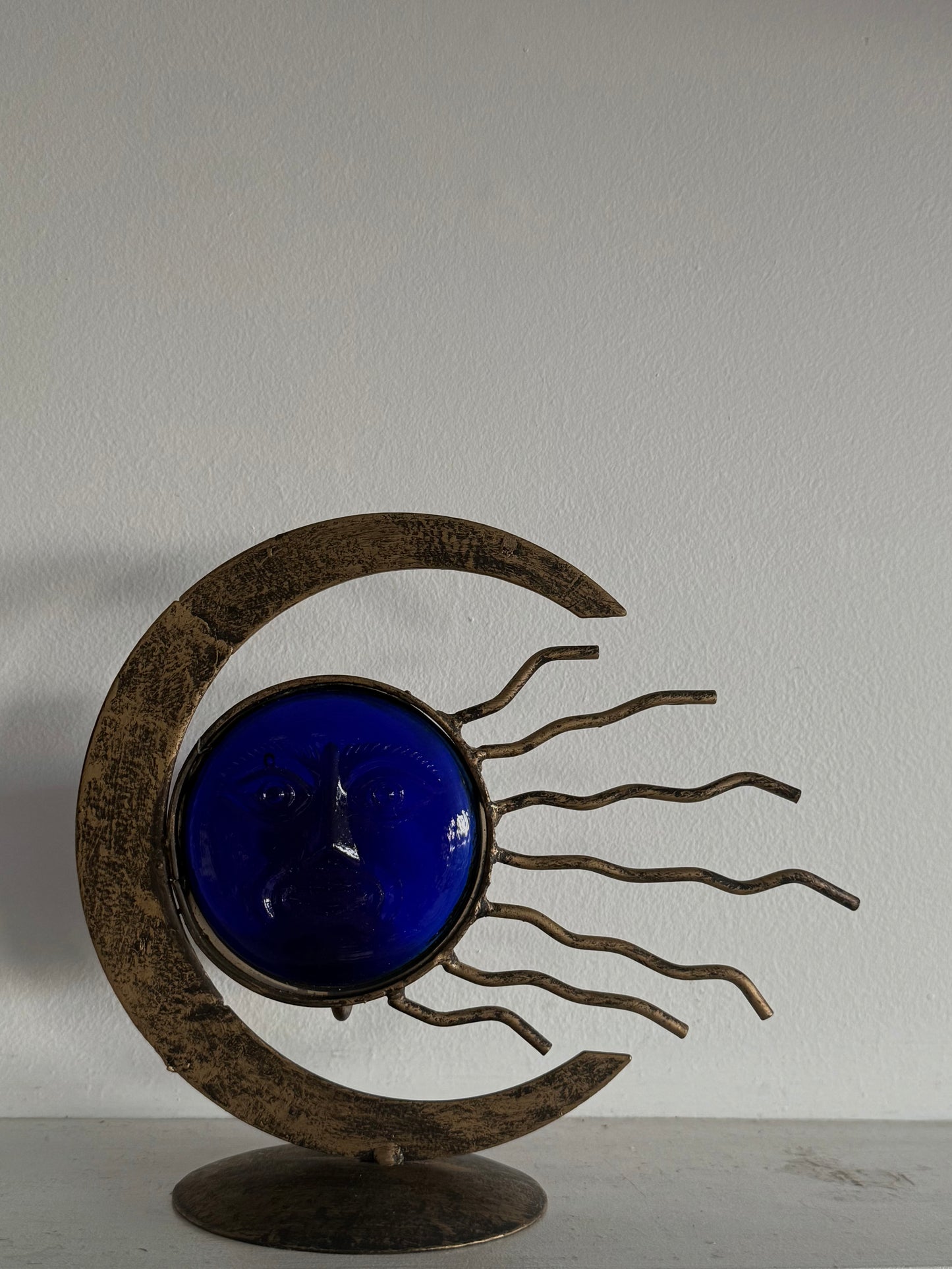 ca. 1990s Cobalt Blue Celestial Candle Holder