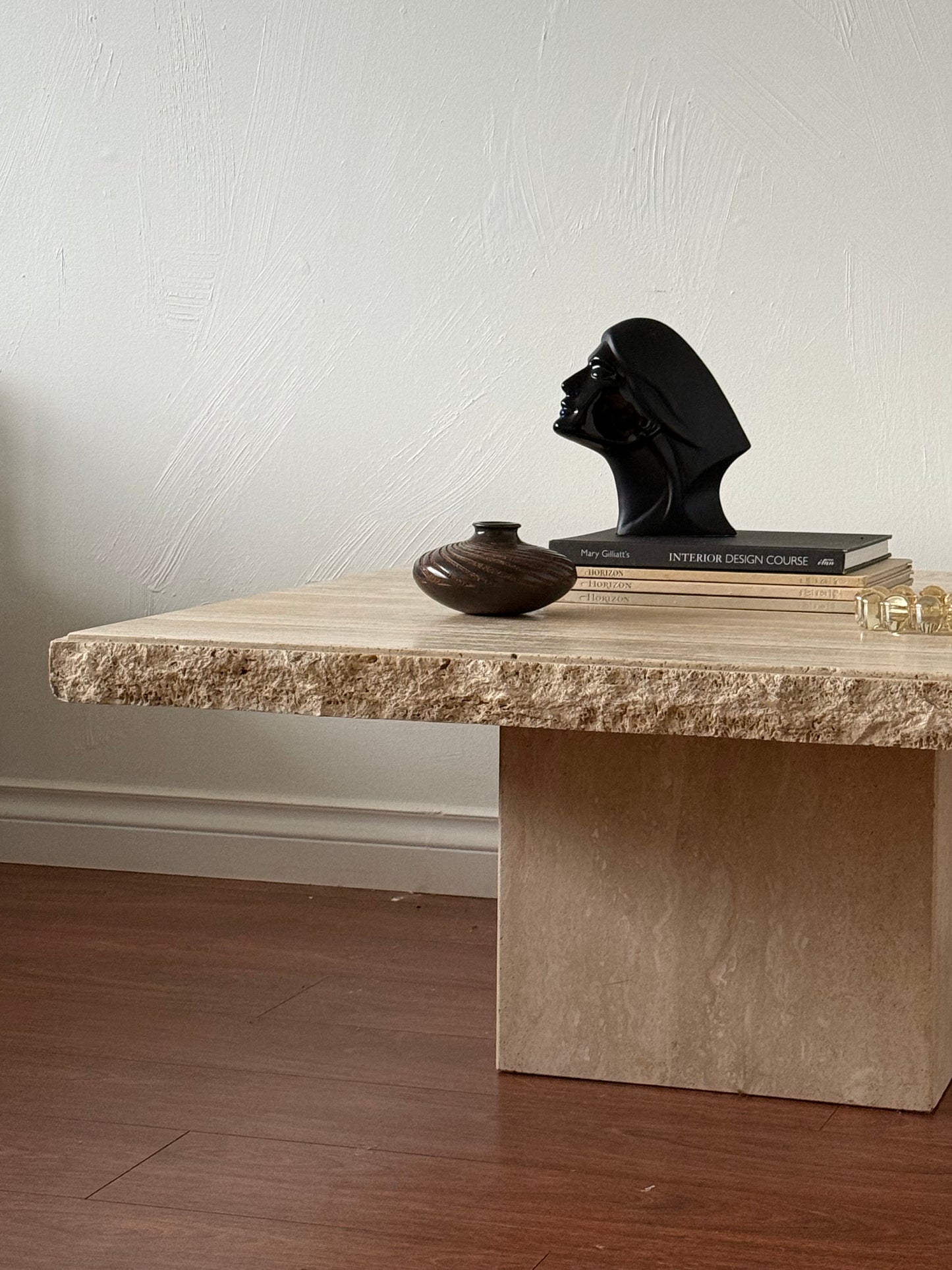 1970s Raw Edge TRAVERTINE COFFEE TABLE