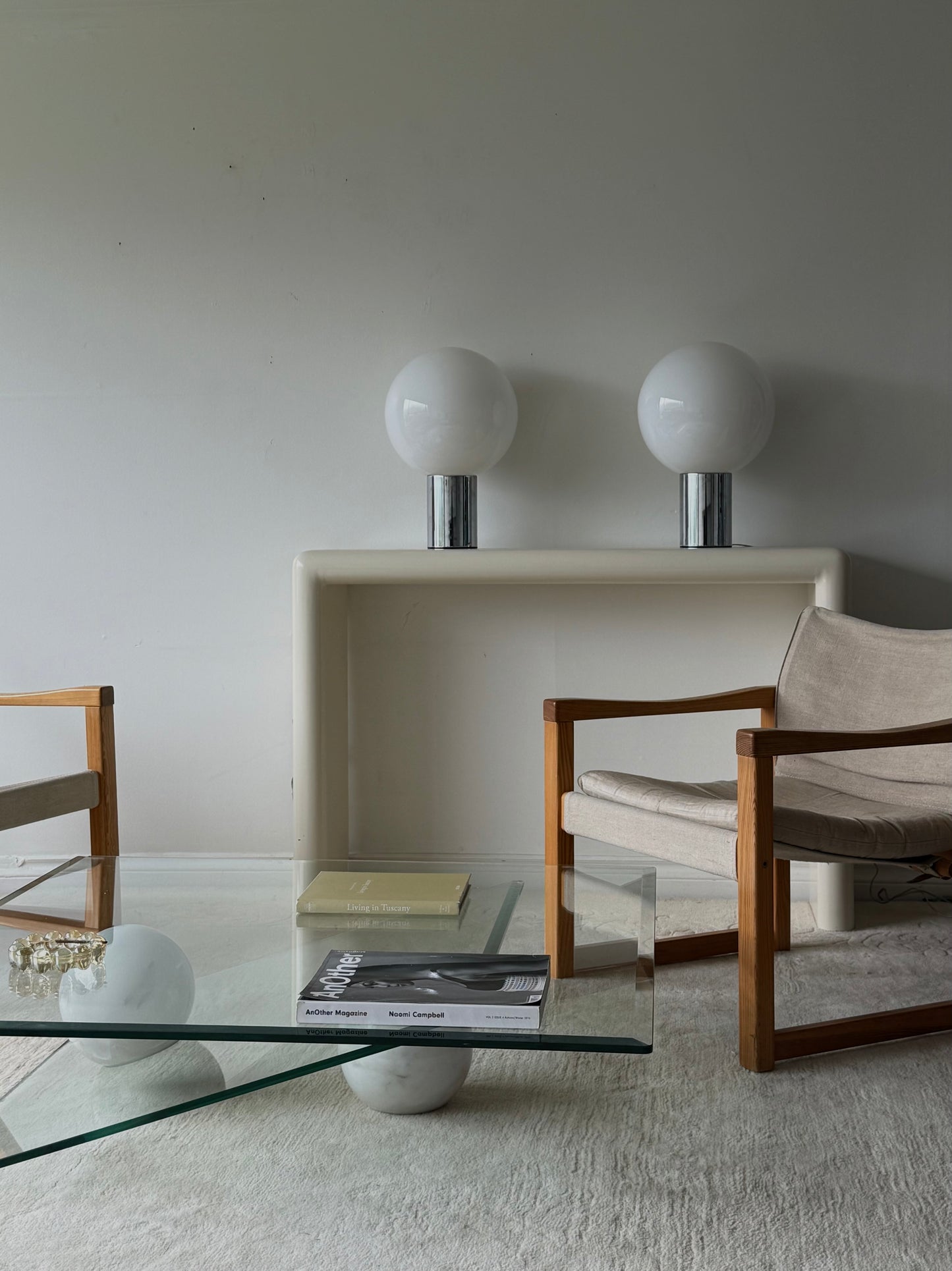 C.1970s GLASS ORB & CHROME Touchlite Lamps