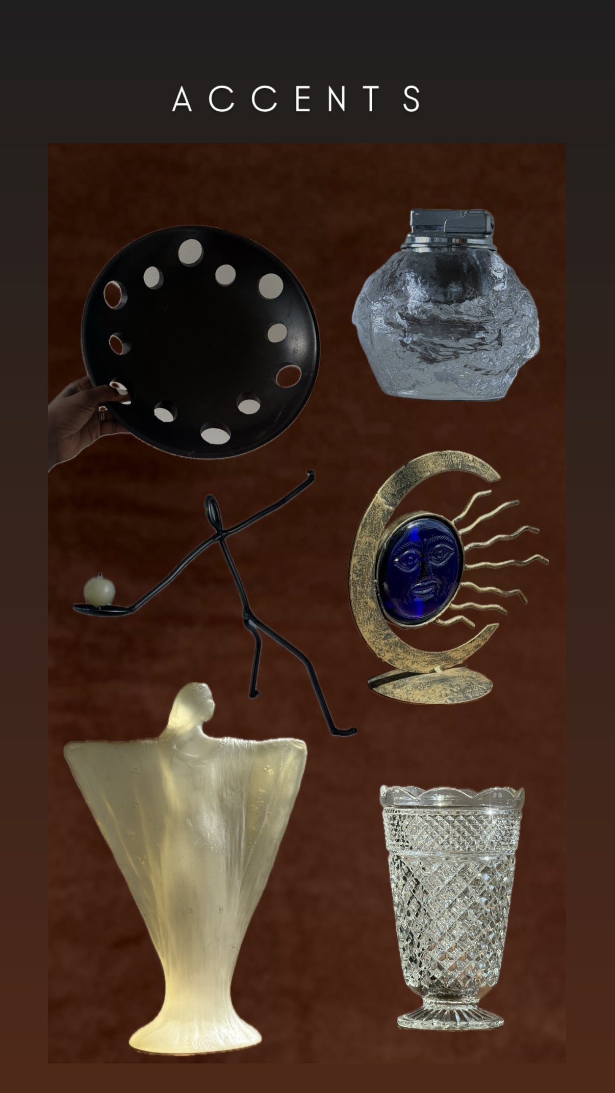 ca. 1990s Cobalt Blue Celestial Candle Holder