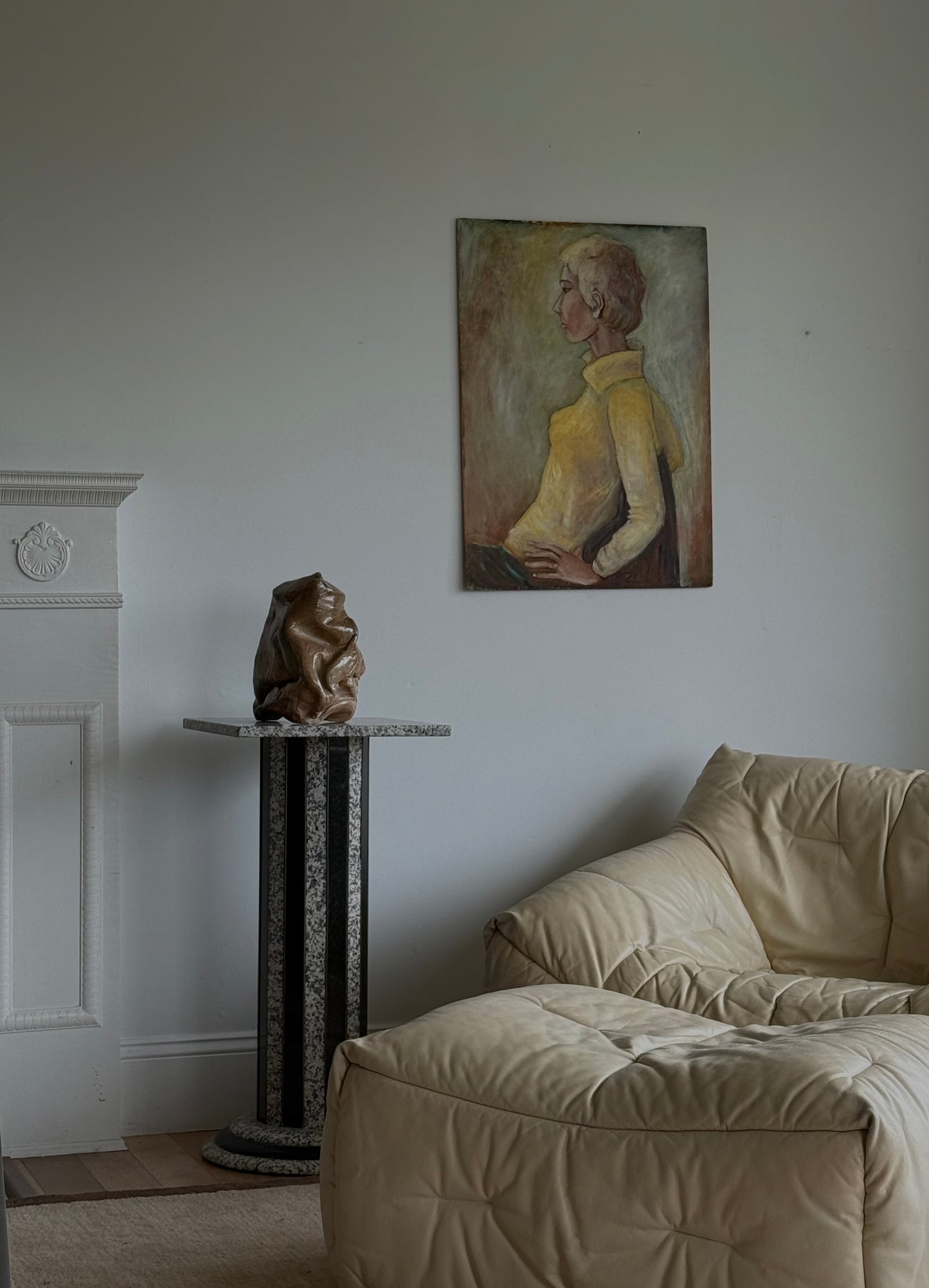 OOAK striped GRANITE & BRASS PLINTH