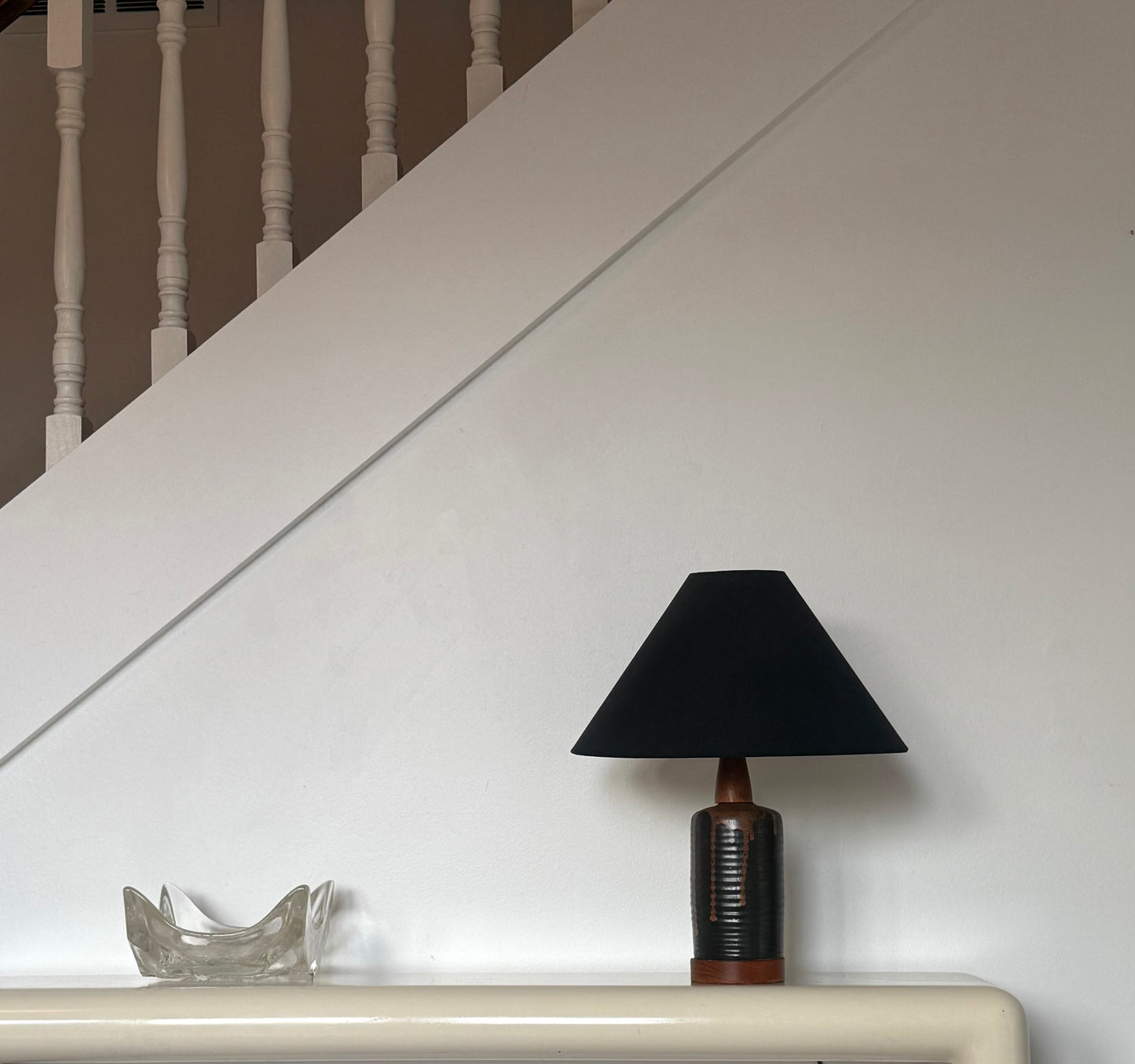 MCM pottery and teak lamp