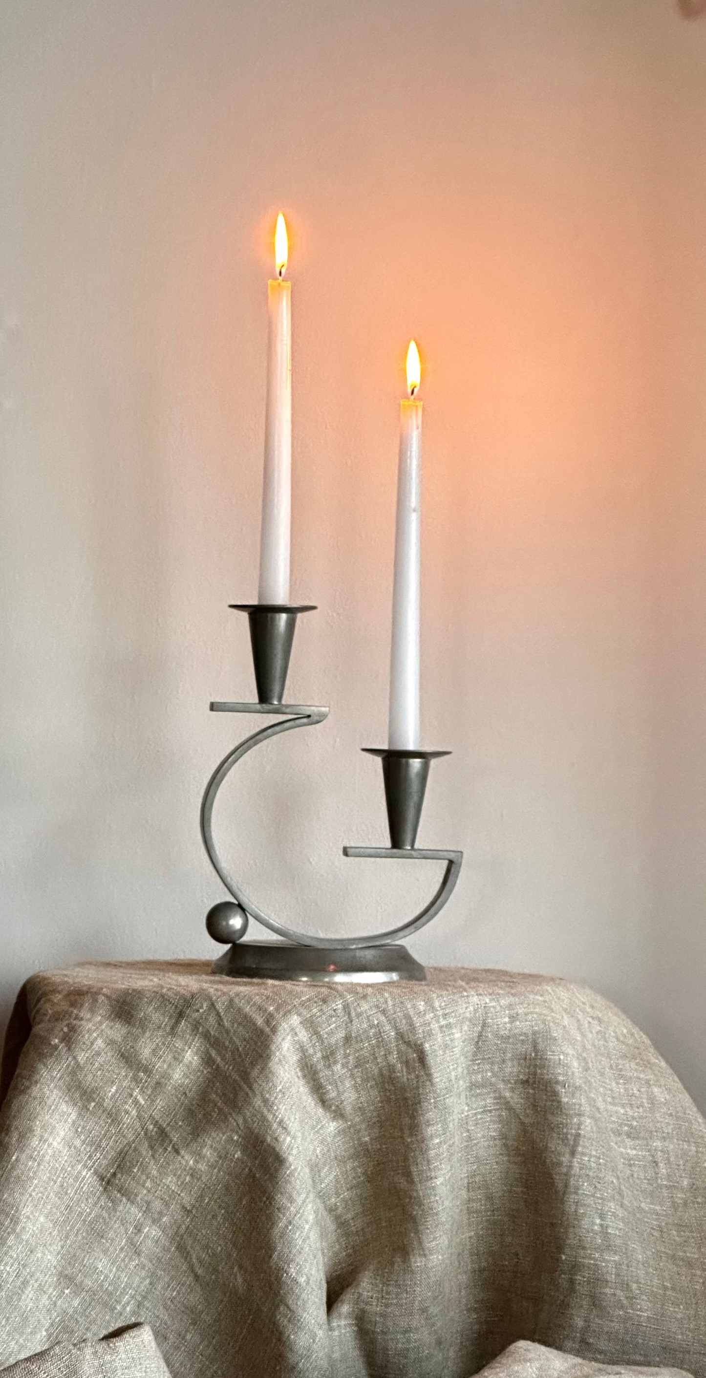 1920s PEWTER CANDELABRA
