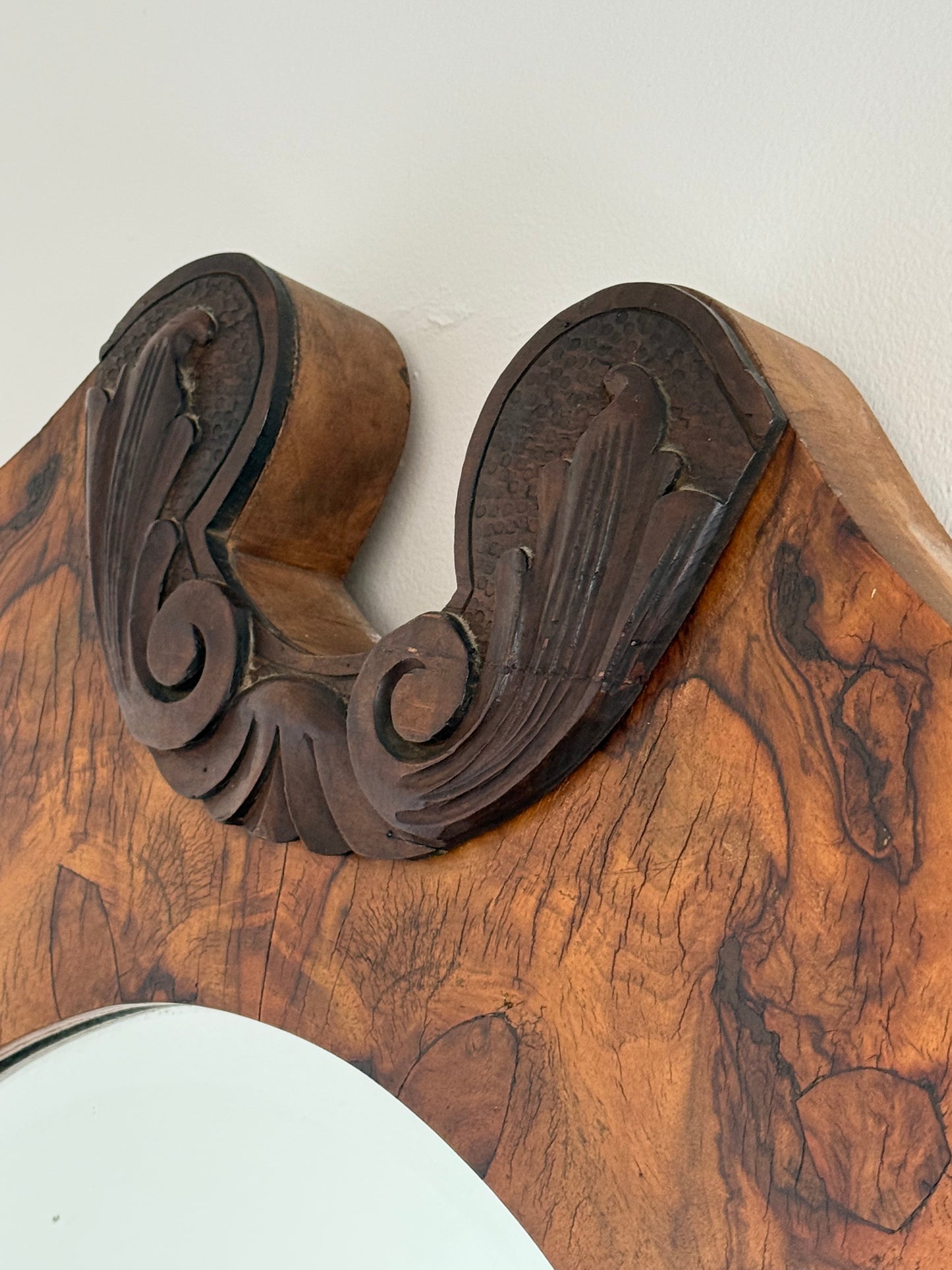 ART DECO BURL WOOD MIRROR