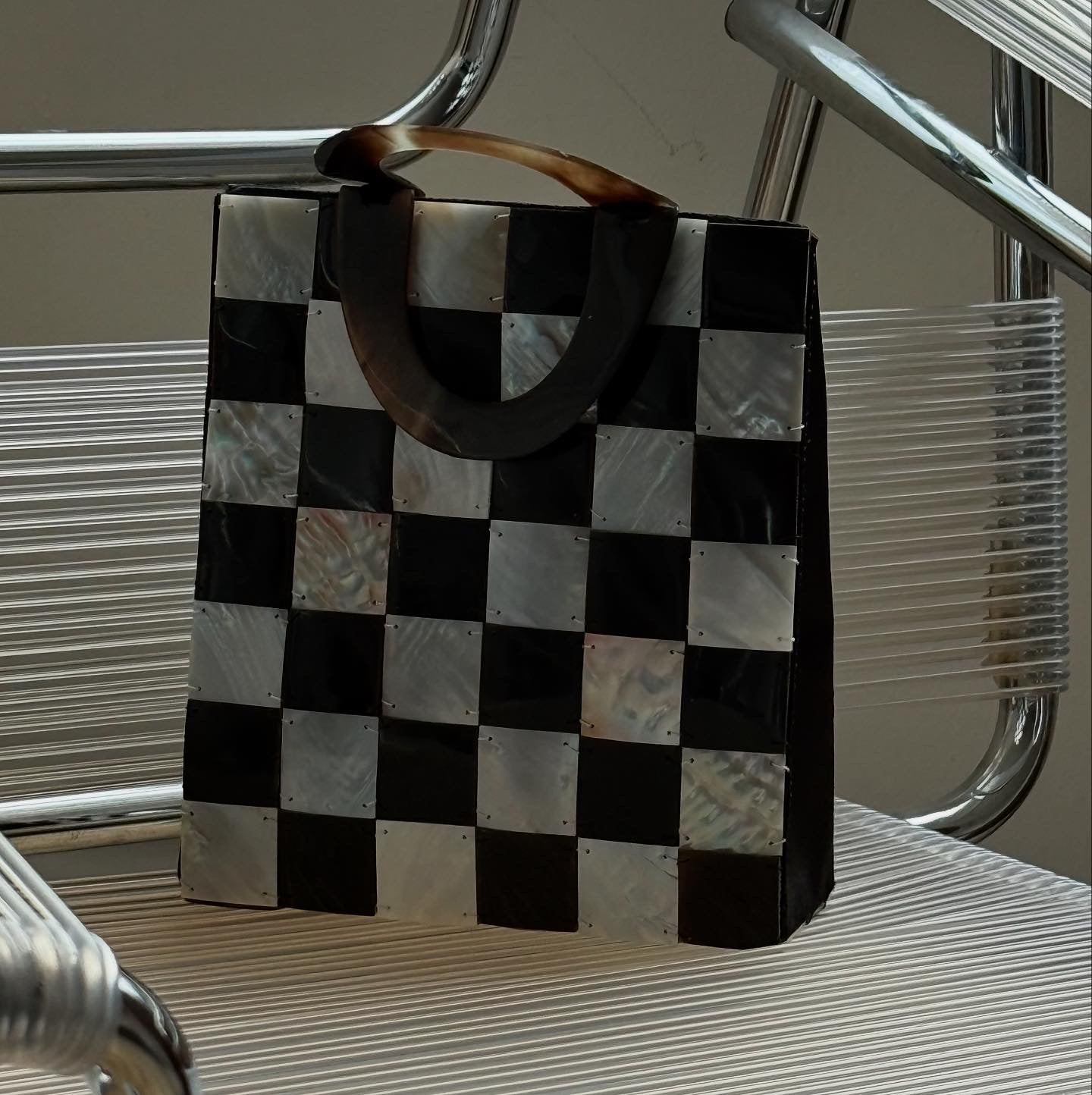 1980s Mother pearl and bone purse