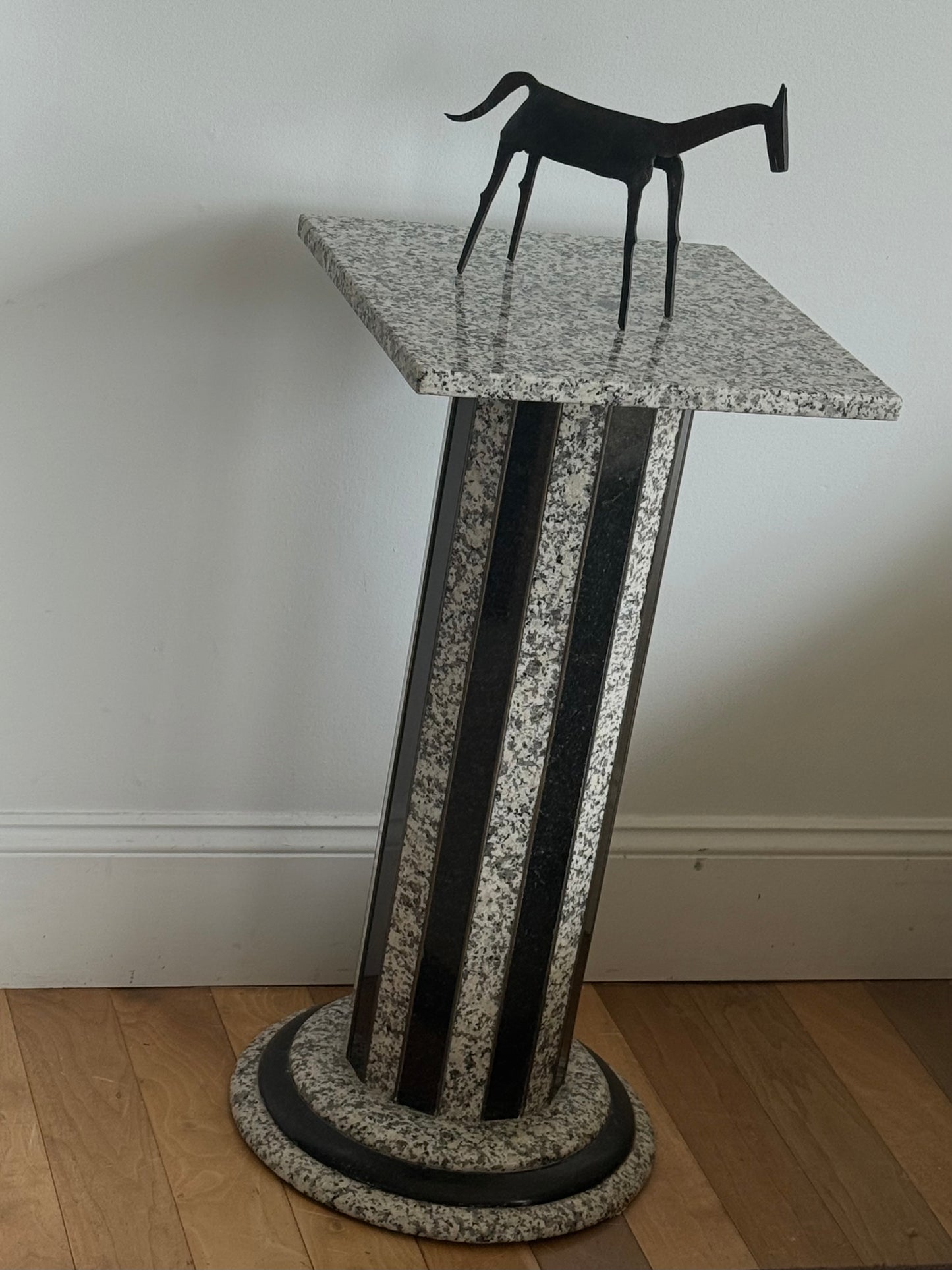OOAK striped GRANITE & BRASS PLINTH