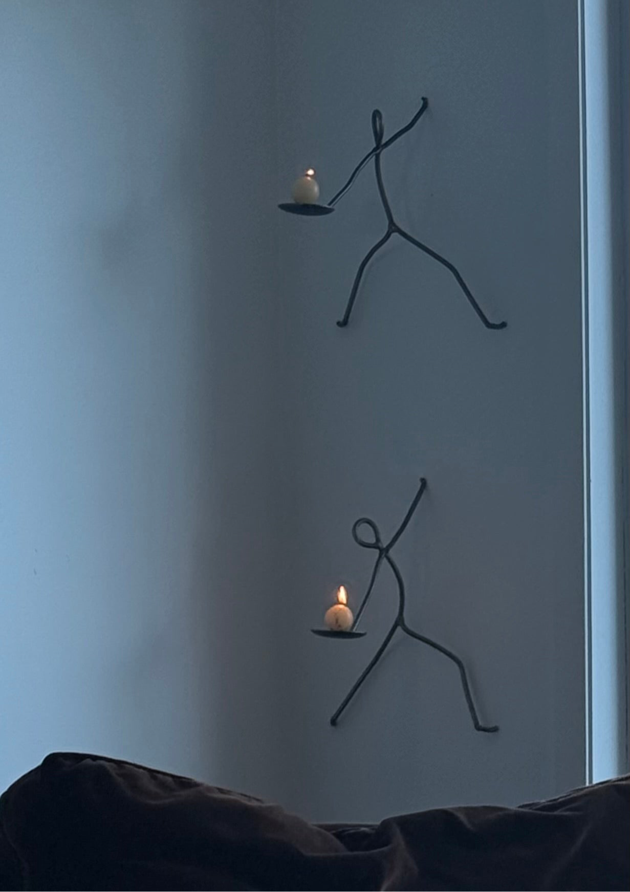 RARE 1990s Vintage Stick Figure Candle Sconces