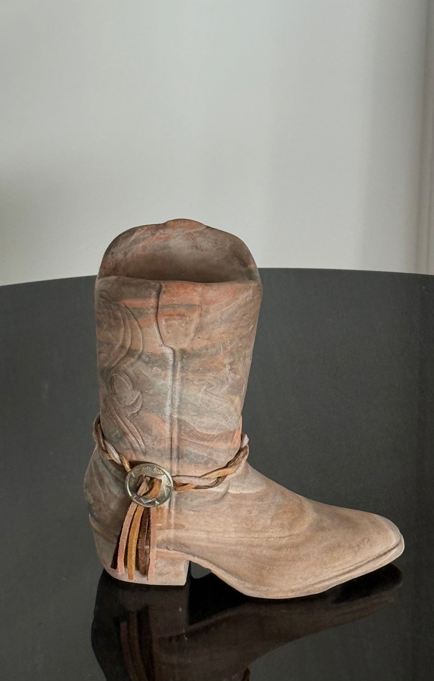 VNTG Marbled Clay Cowboy Boot Sculpture