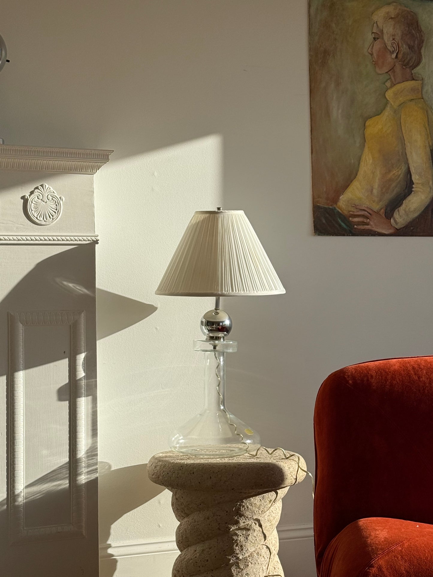 1970s LAUREL FLASK GLASS & CHROME LAMP