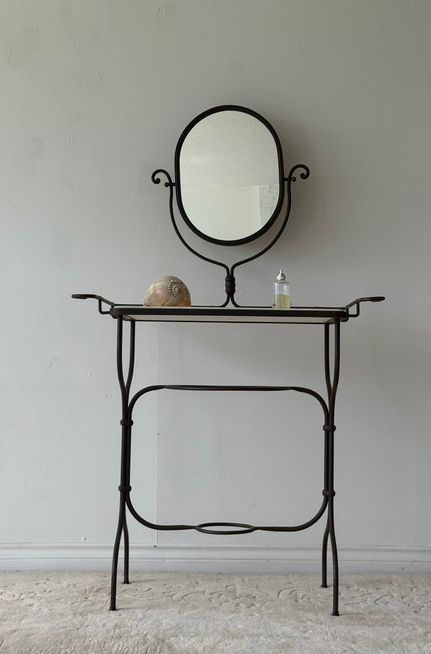 ANTIQUE MARBLE & IRON Washstand