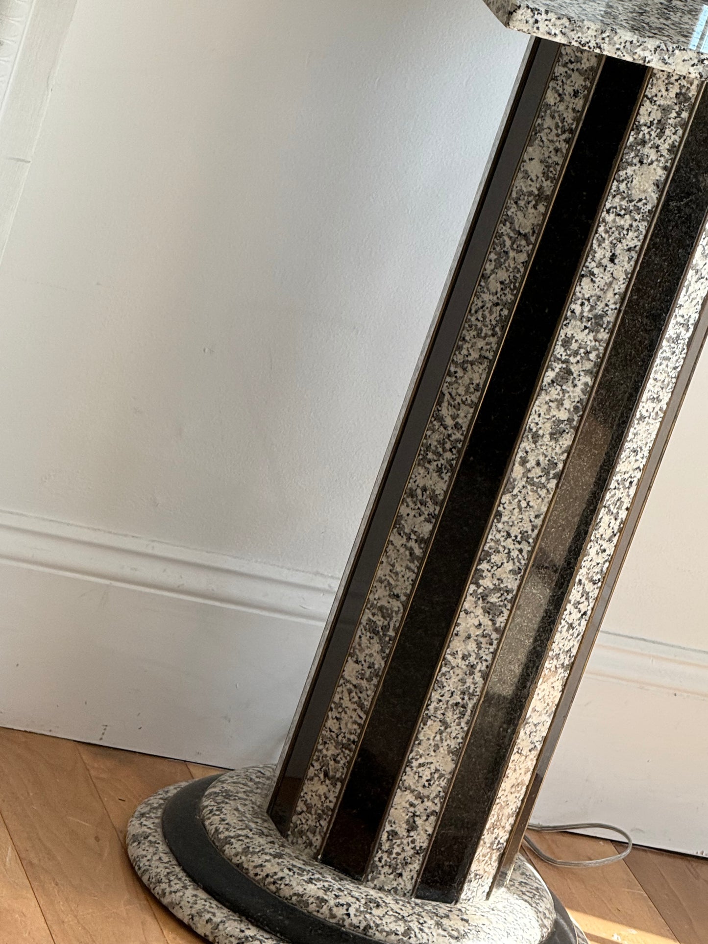 OOAK striped GRANITE & BRASS PLINTH