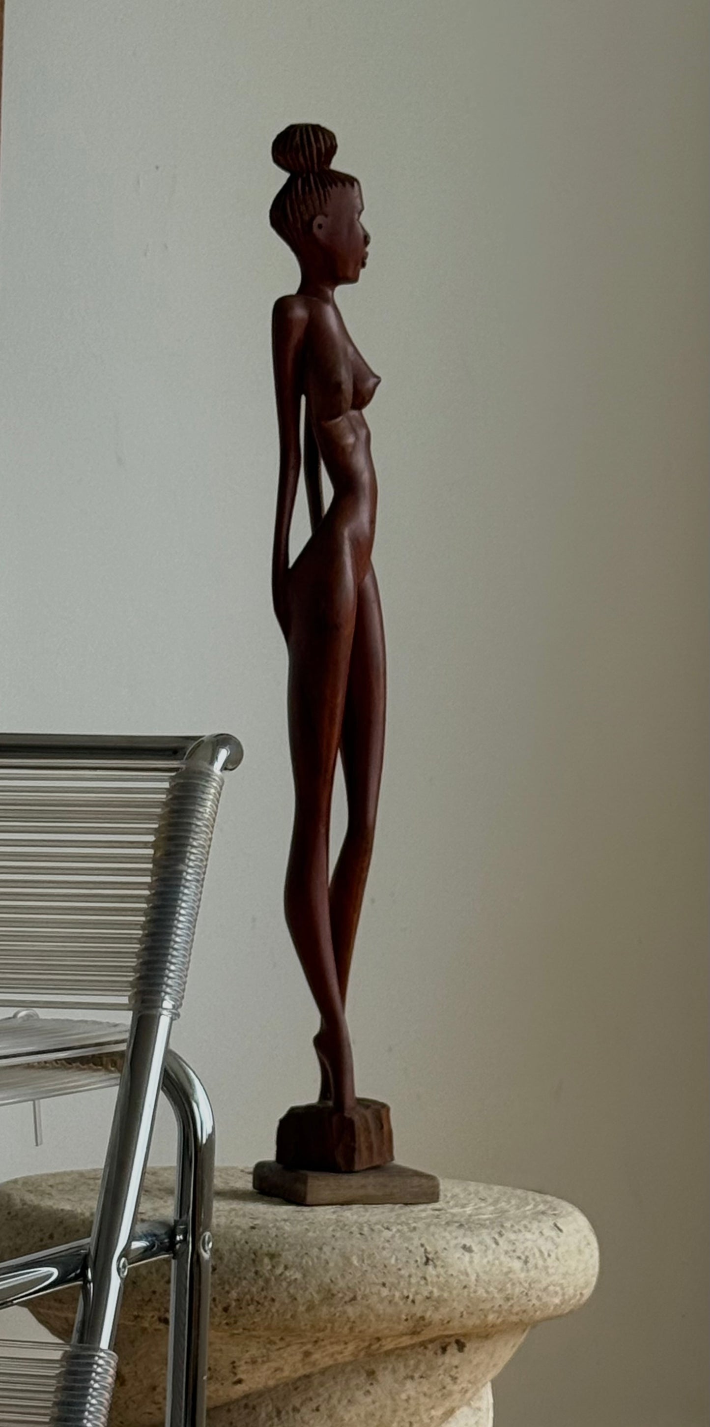 CUBAN FEMALE WOODEN SCULPTURE
