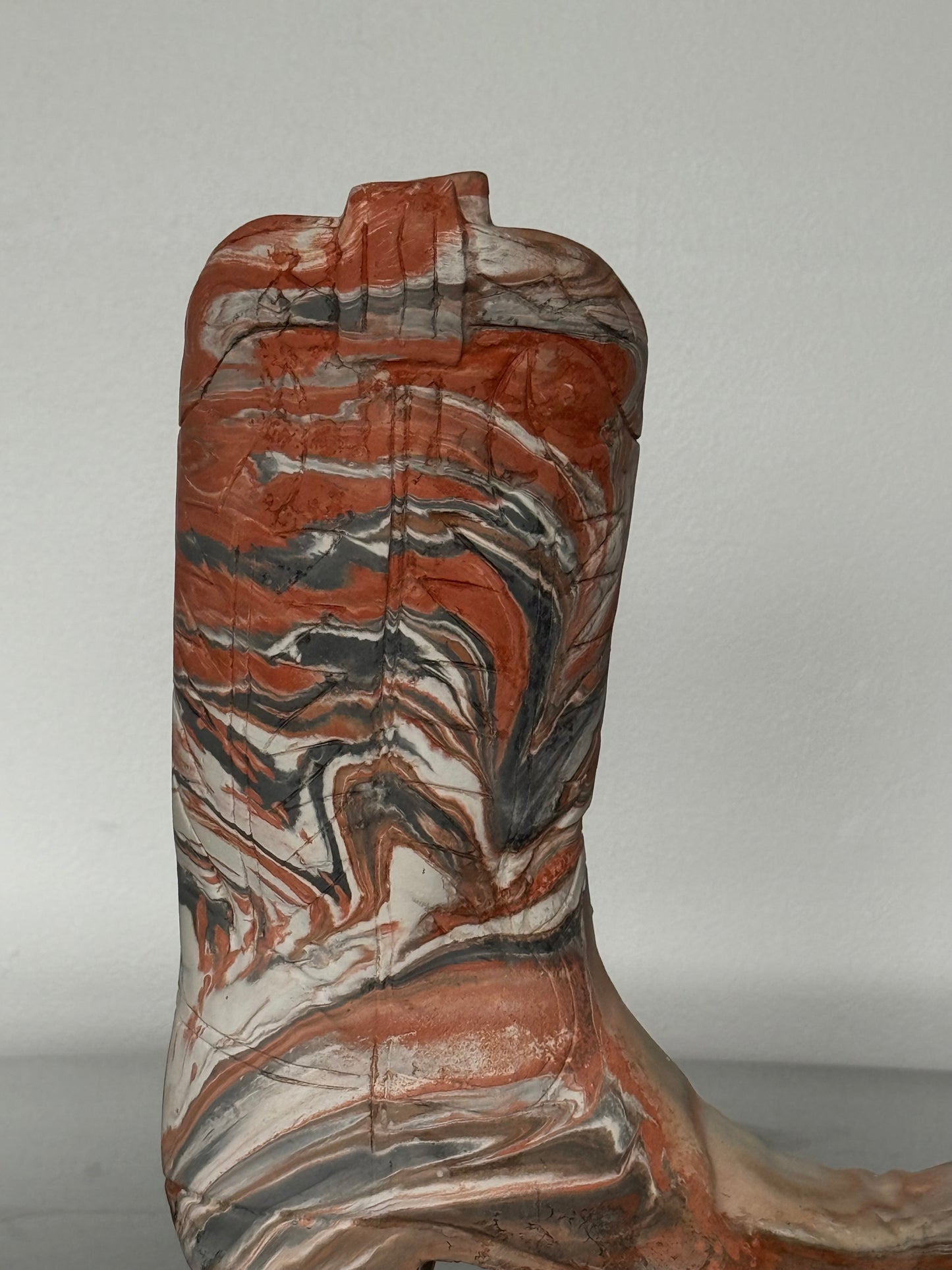 VNTG Marbled Clay Cowboy Boot Sculpture