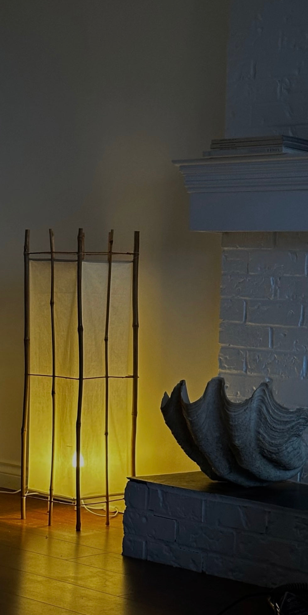 VINTAGE LINEN & BAMBOO FLOOR LAMP