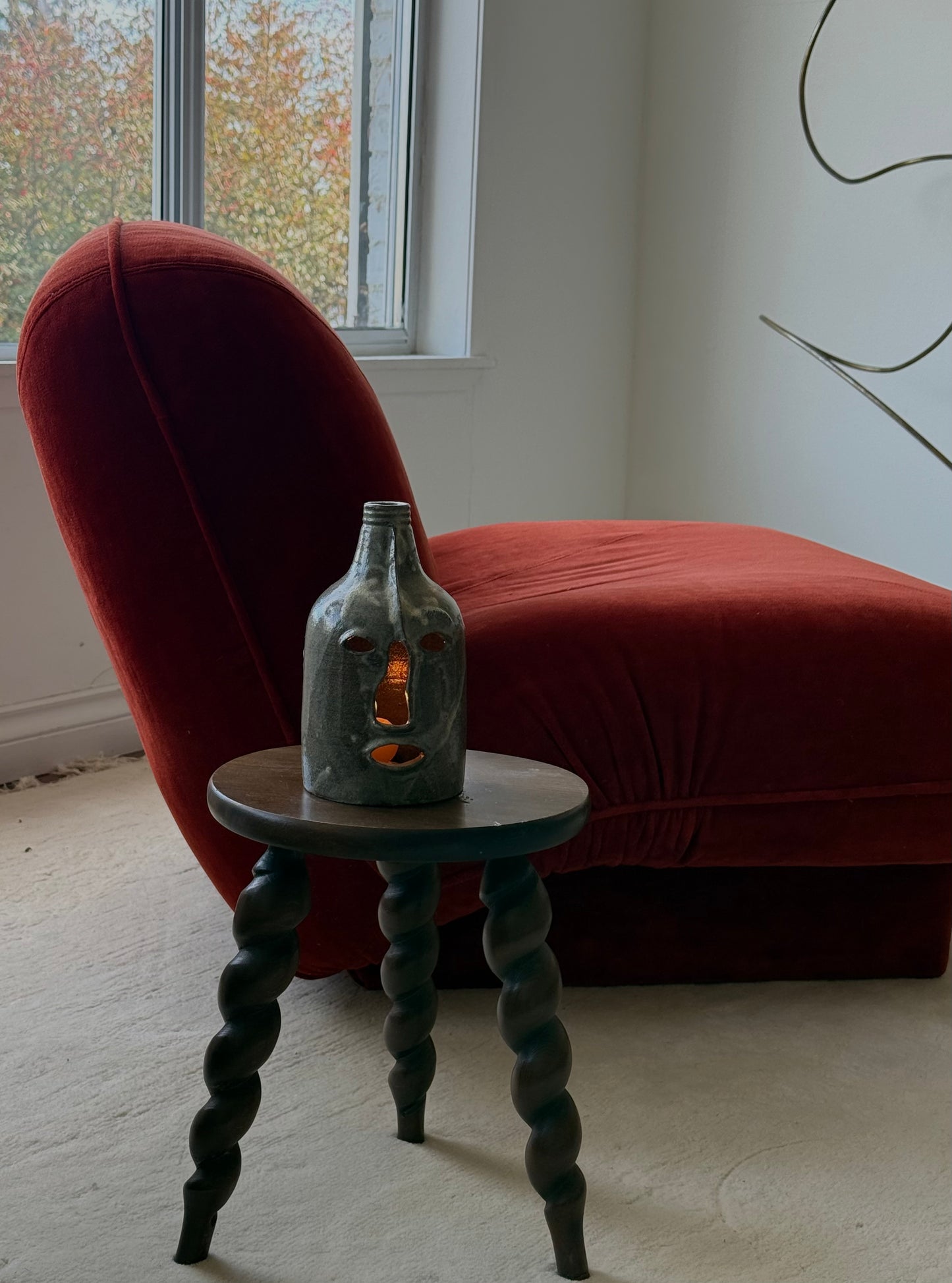1960s/ 1970s FRENCH SPIRAL TRIPOD TABLE