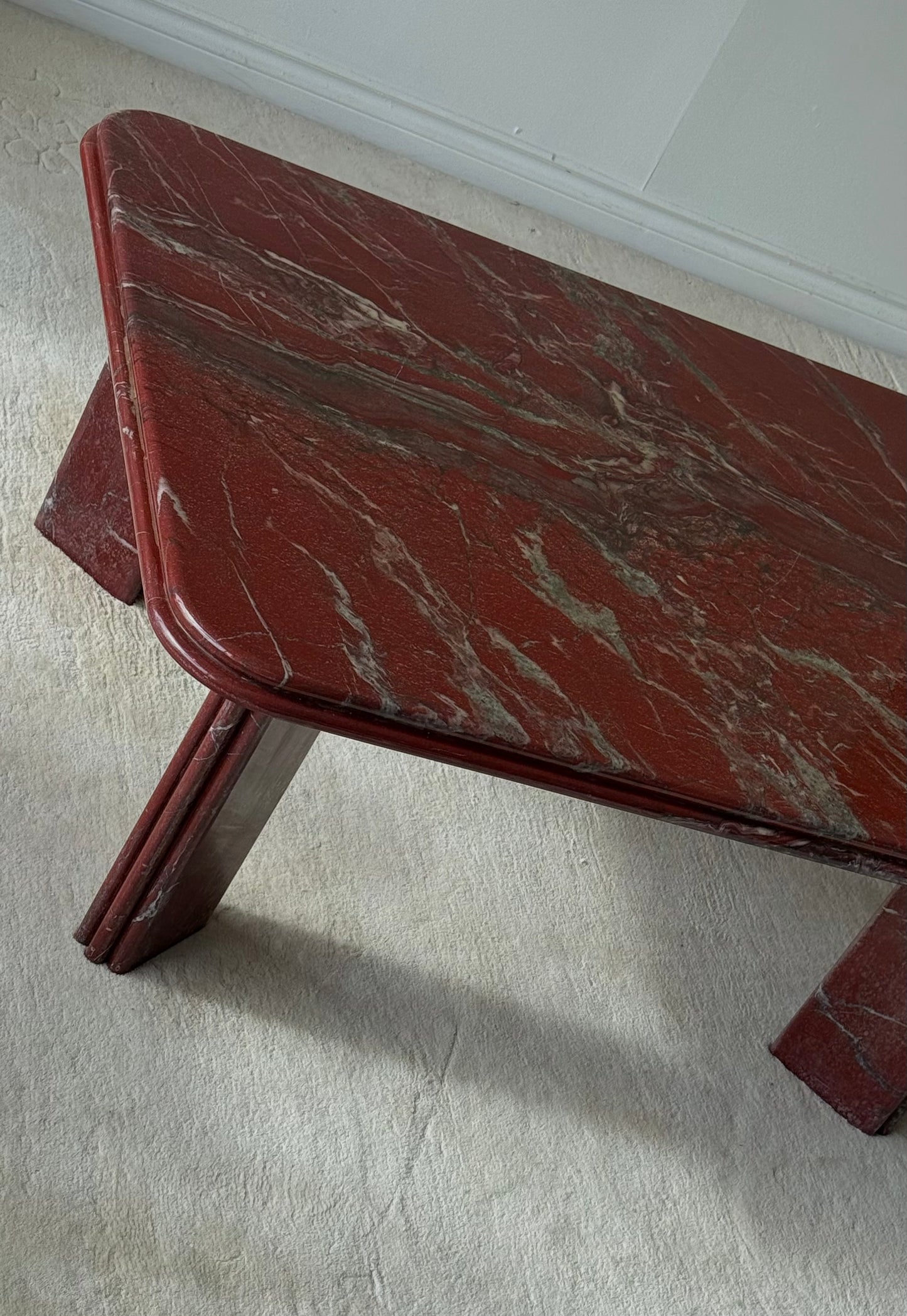 1980s RARE DIASPRO ROSSO MARBLE COFFEE TABLE