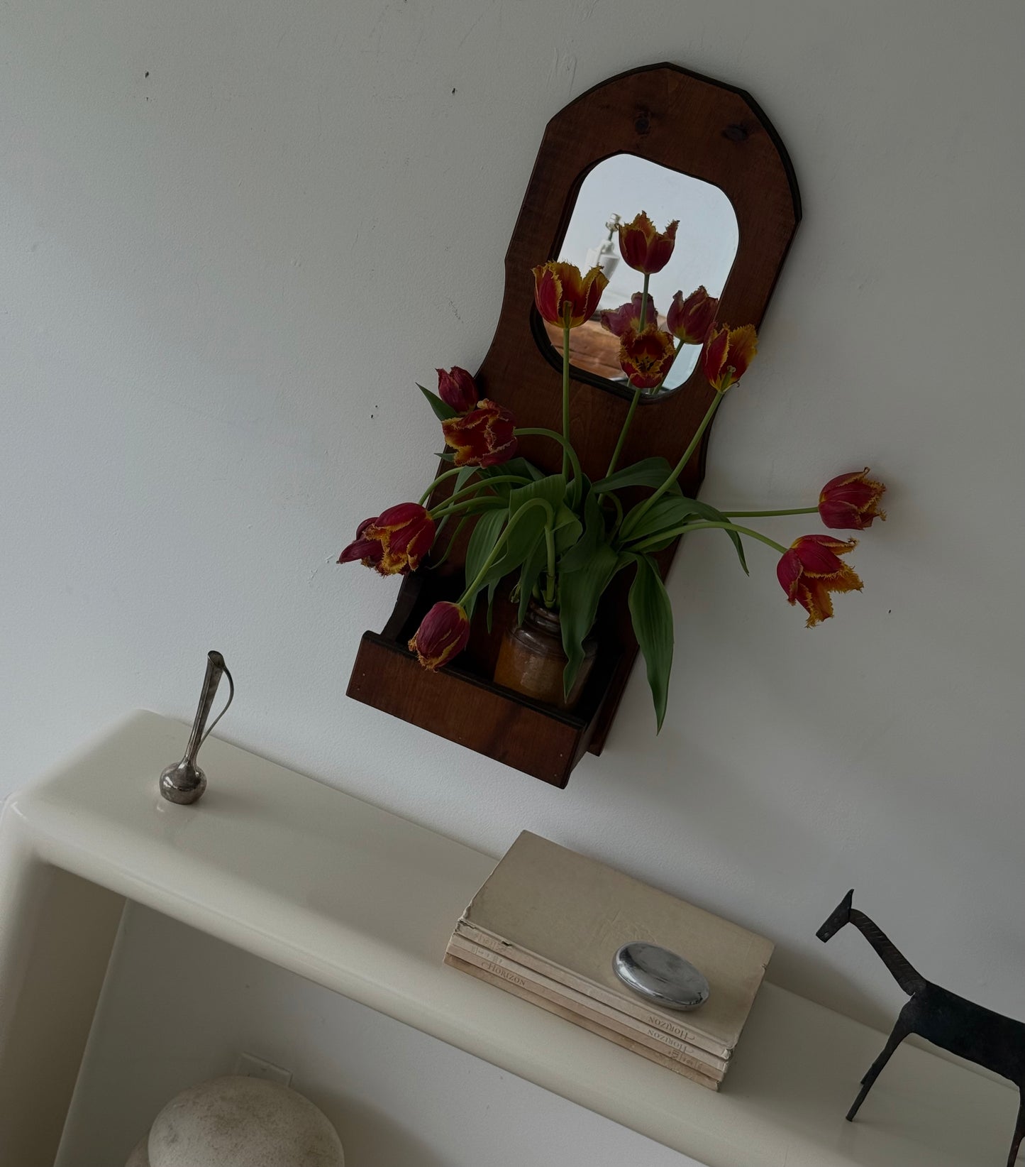 VINTAGE HANDCRAFTED WOODEN MIRROR