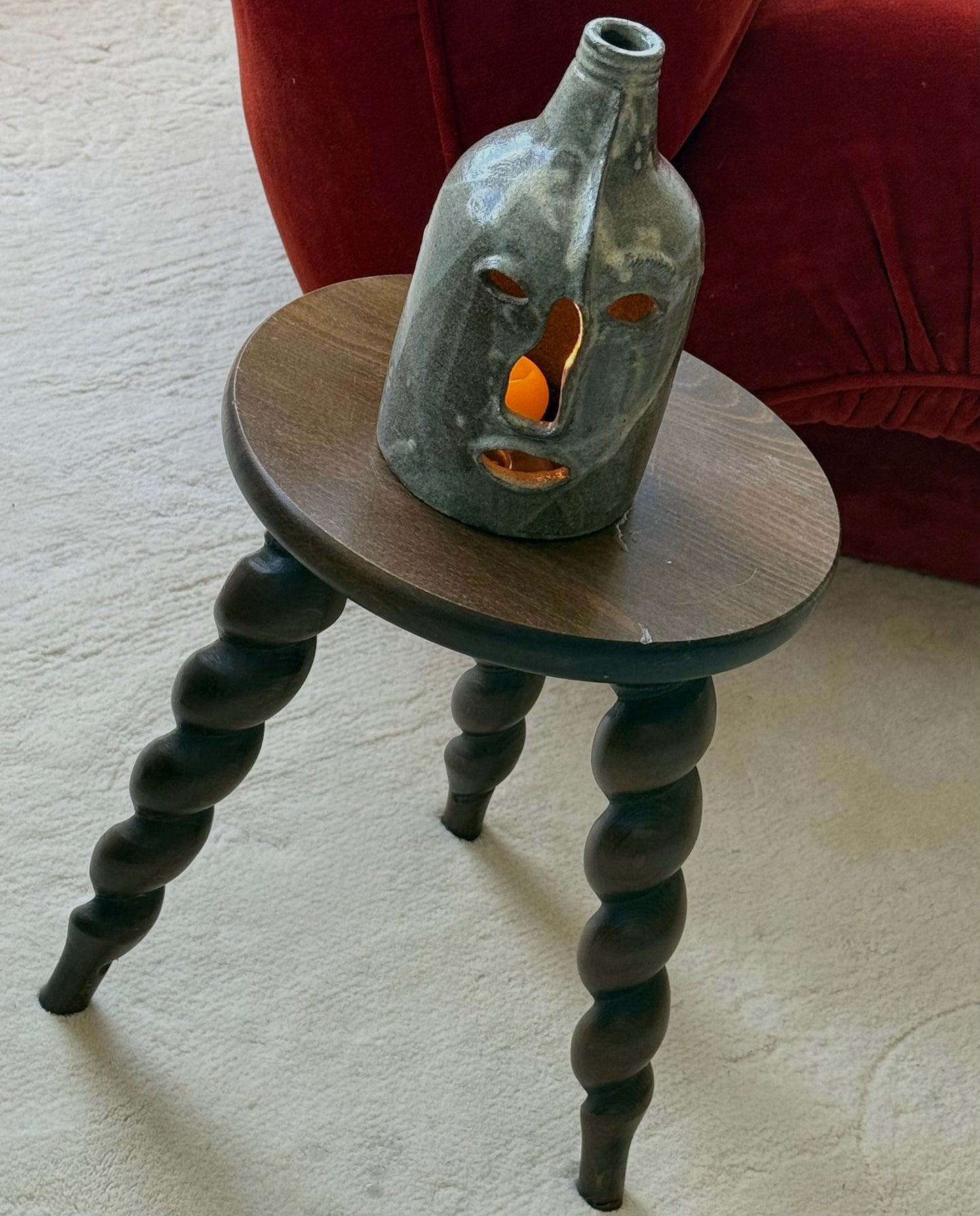 1960s/ 1970s FRENCH SPIRAL TRIPOD TABLE