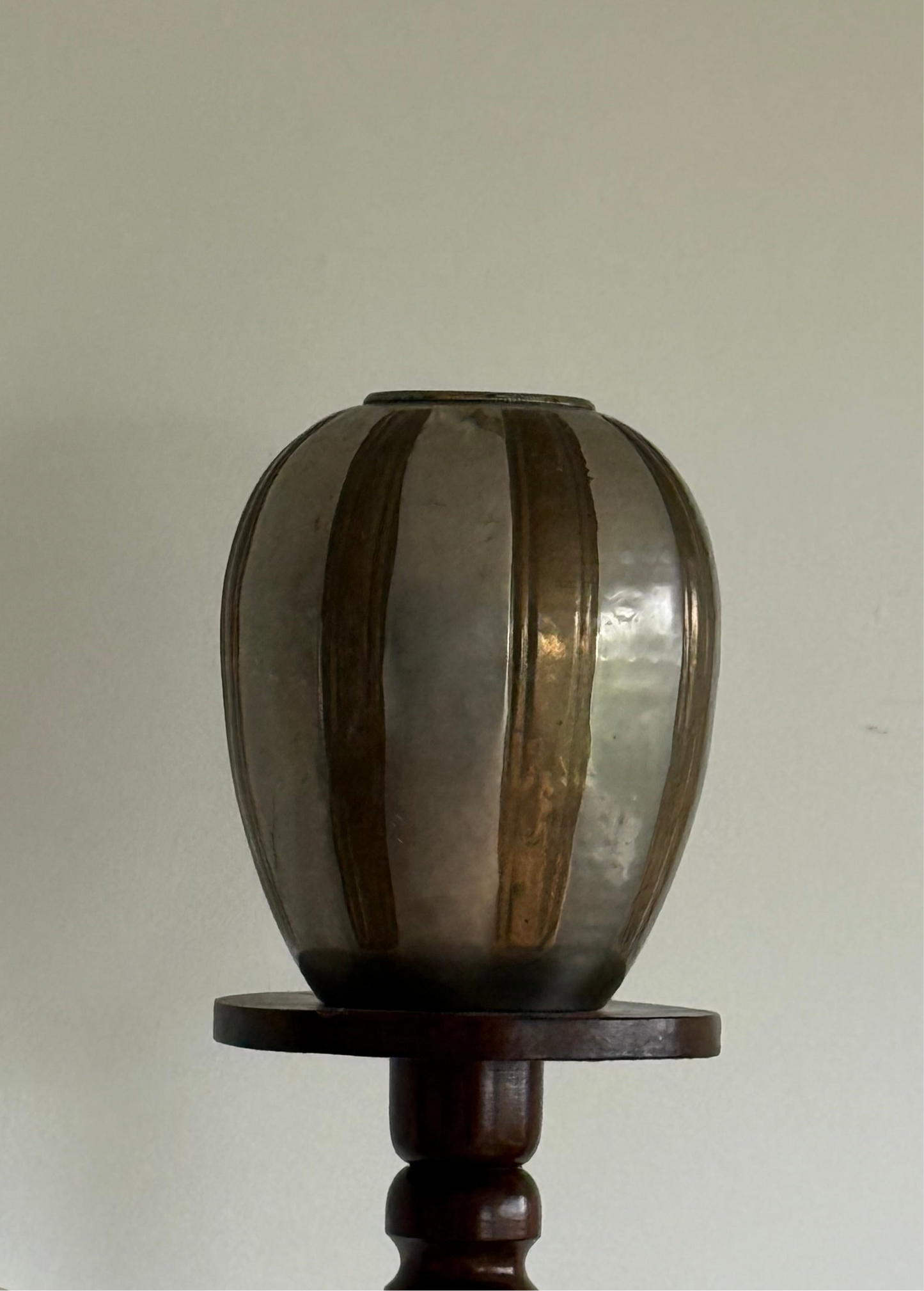 VINTAGE STRIPED BRASS VASE
