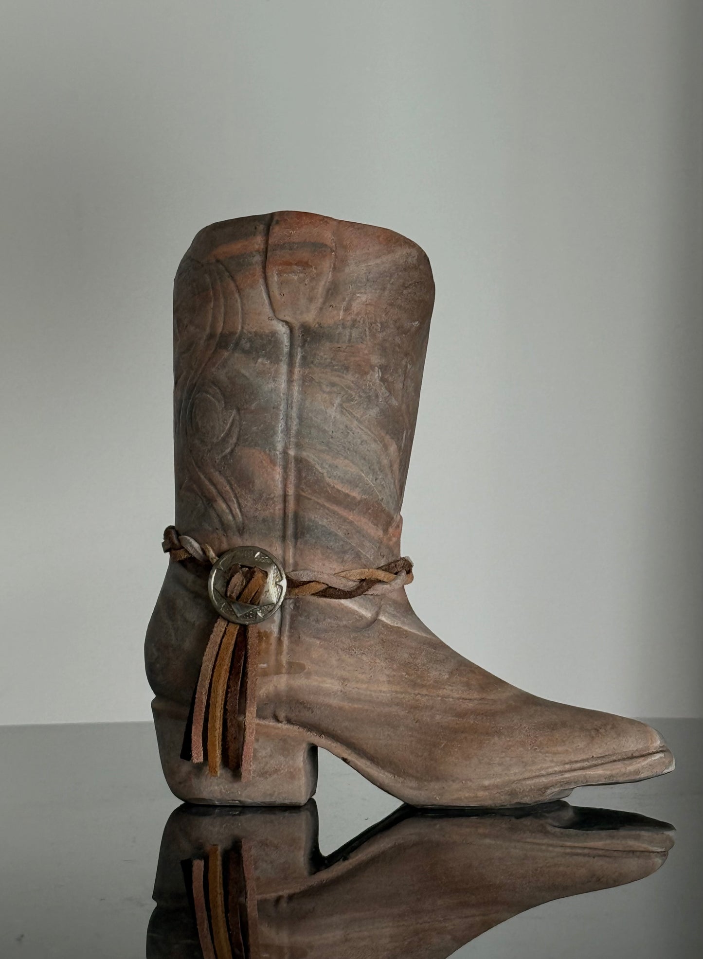 VNTG Marbled Clay Cowboy Boot Sculpture