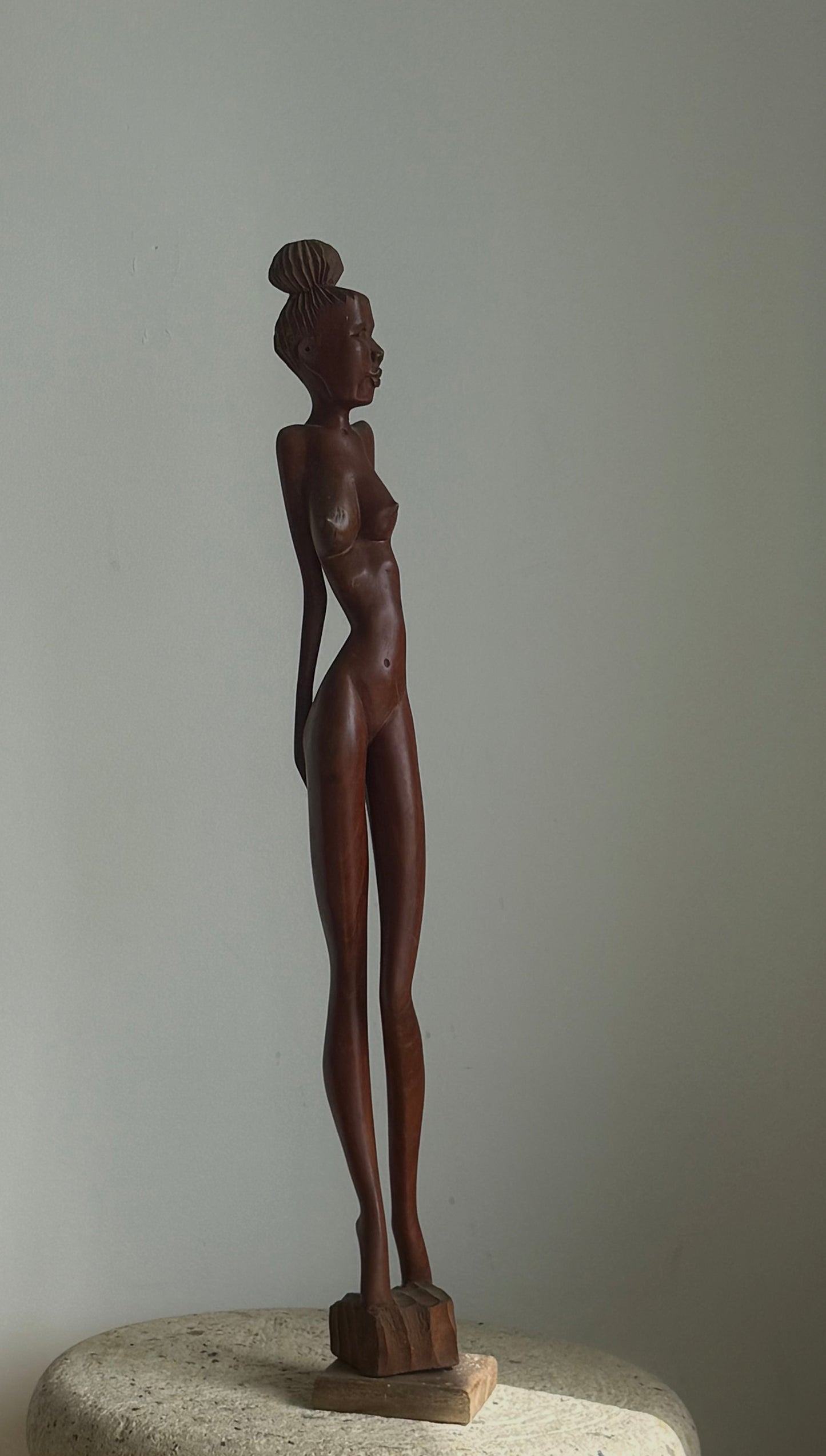 CUBAN FEMALE WOODEN SCULPTURE