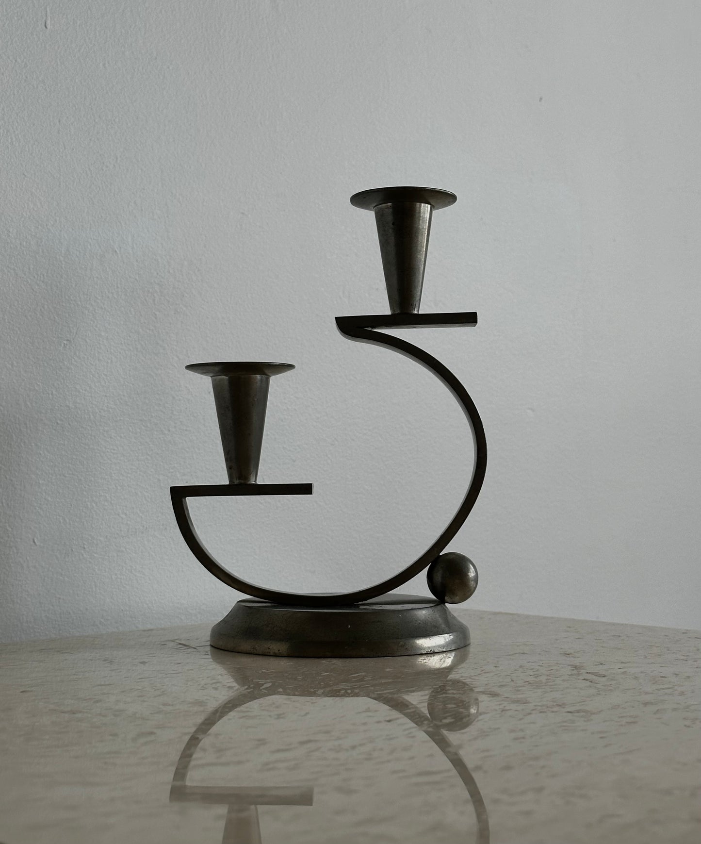 1920s PEWTER CANDELABRA