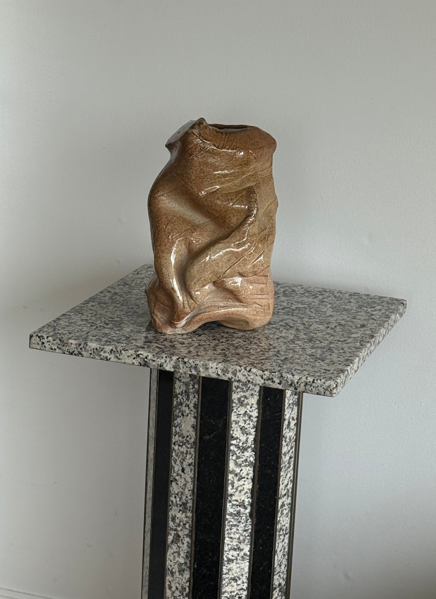 OOAK striped GRANITE & BRASS PLINTH