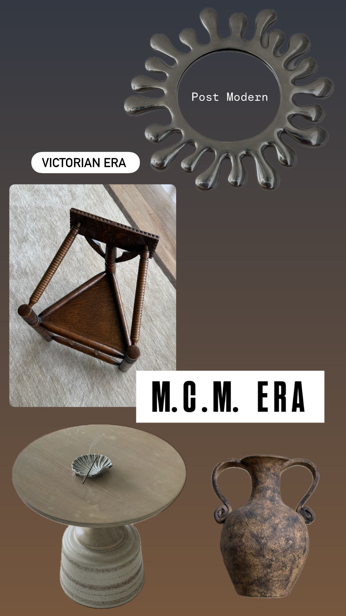 MCM WOOD & CERAMIC TABLE