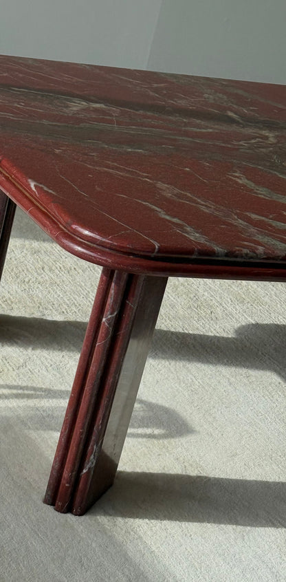 1980s RARE DIASPRO ROSSO MARBLE COFFEE TABLE