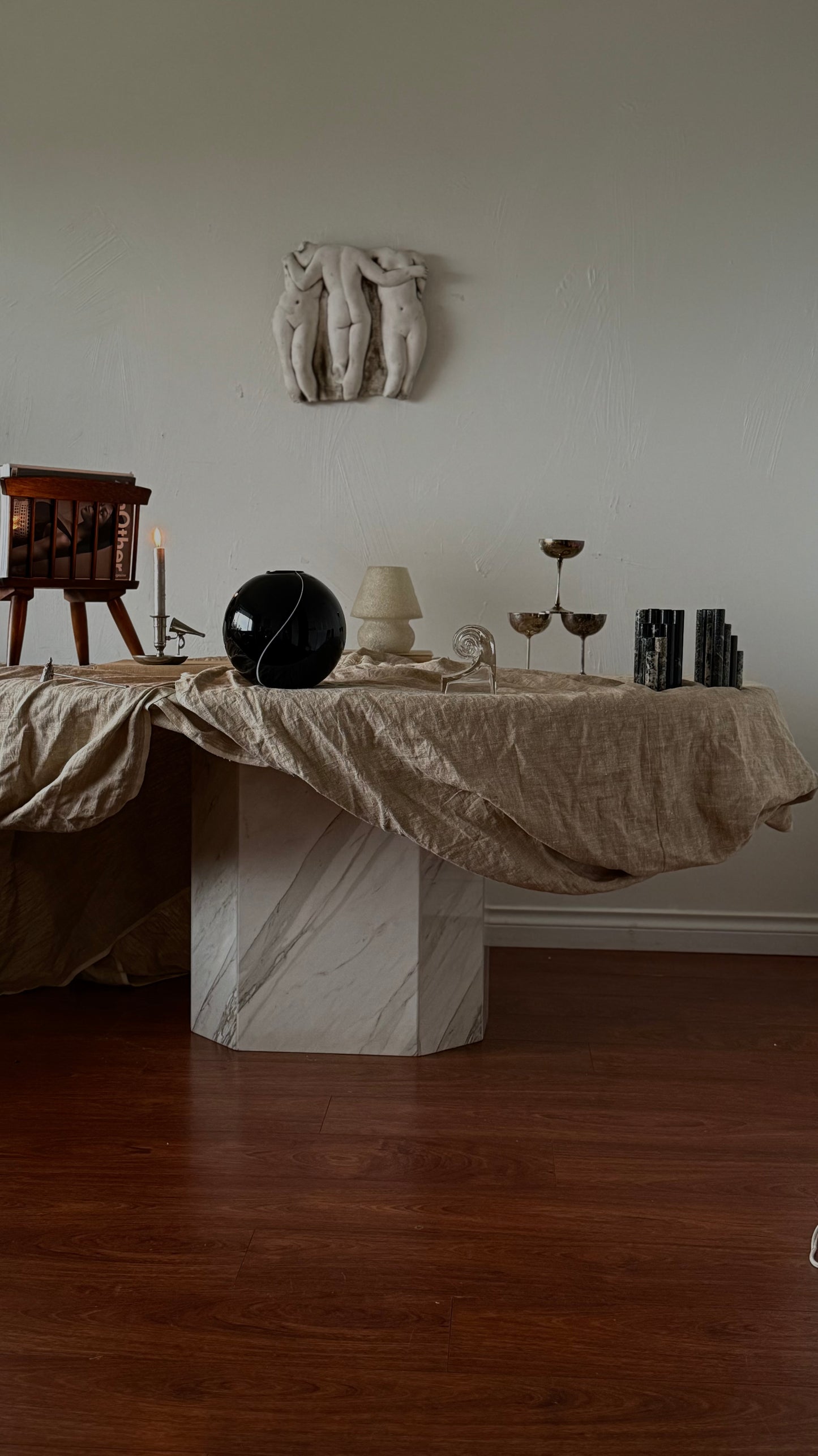 VINTAGE Cylindrical Marble Bookends