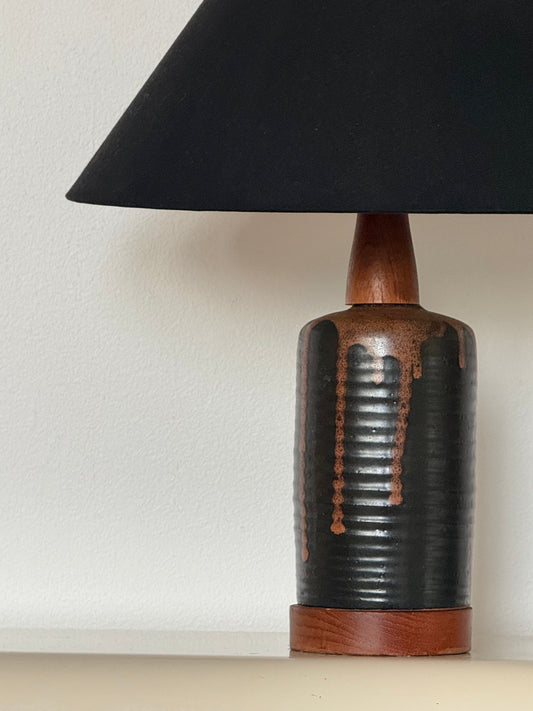 MCM pottery and teak lamp