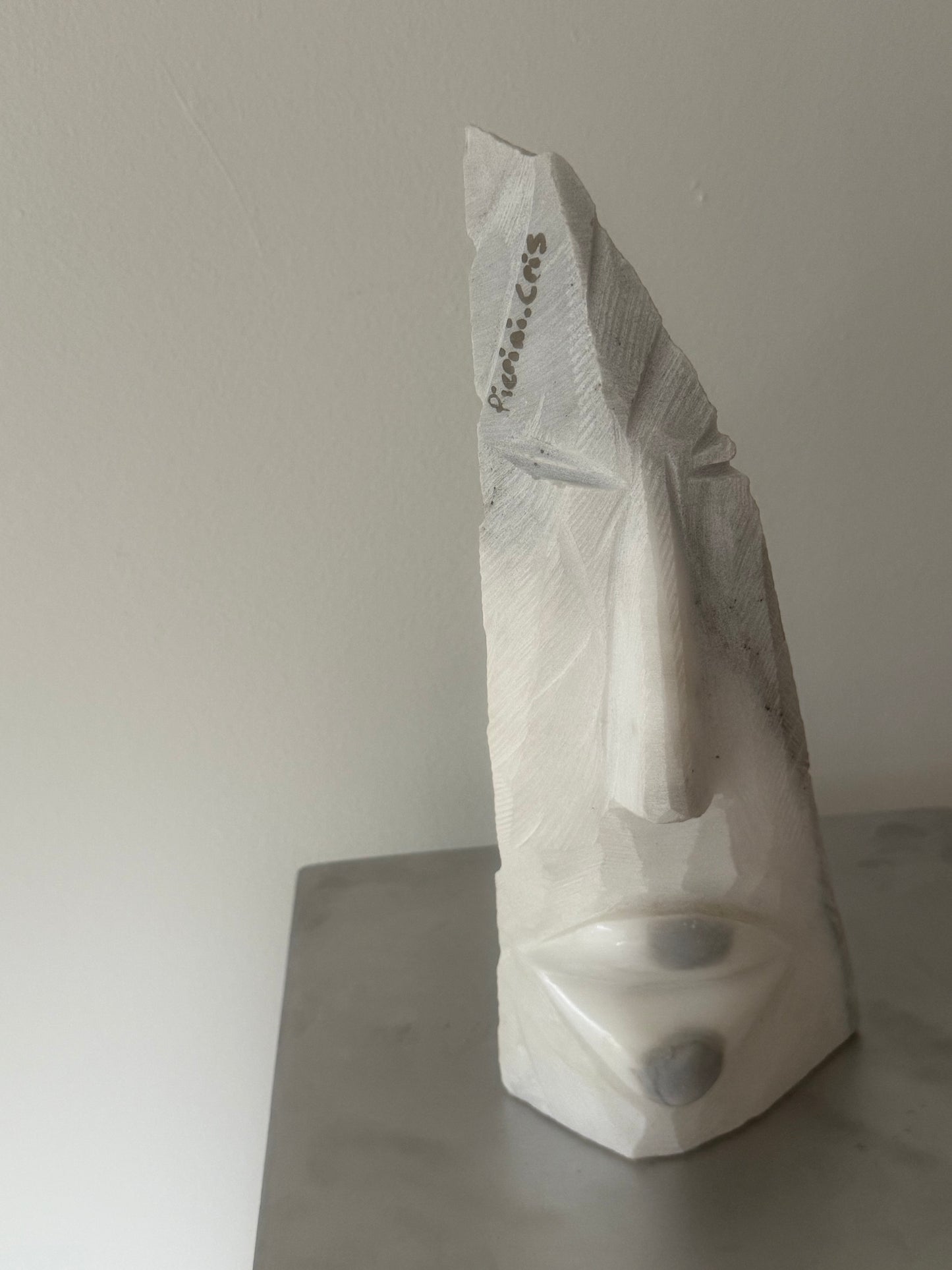 MARBLE  Moai statue signed "Piccini.Cris