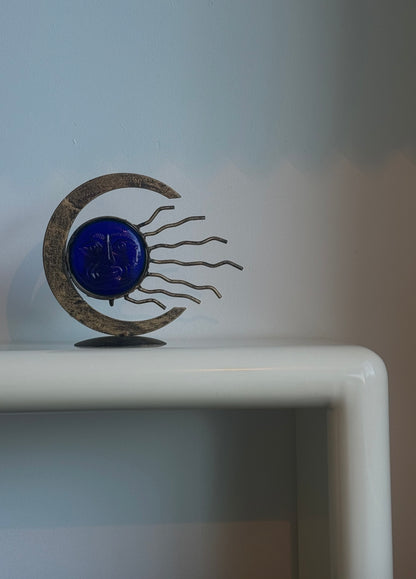 ca. 1990s Cobalt Blue Celestial Candle Holder