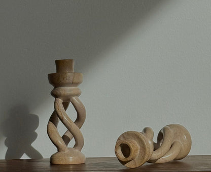 Kenyan Soapstone Twisted Candleholders