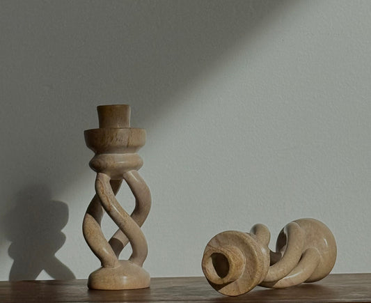 Kenyan Soapstone Twisted Candleholders