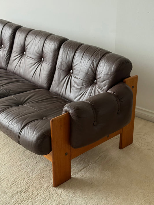 MCM FINNISH TEAK & LEATHER SOFA