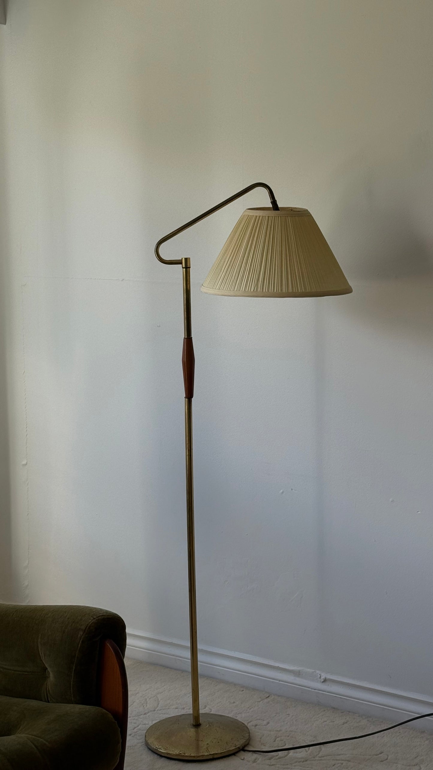 C.1960s Brass and Wood Lamp